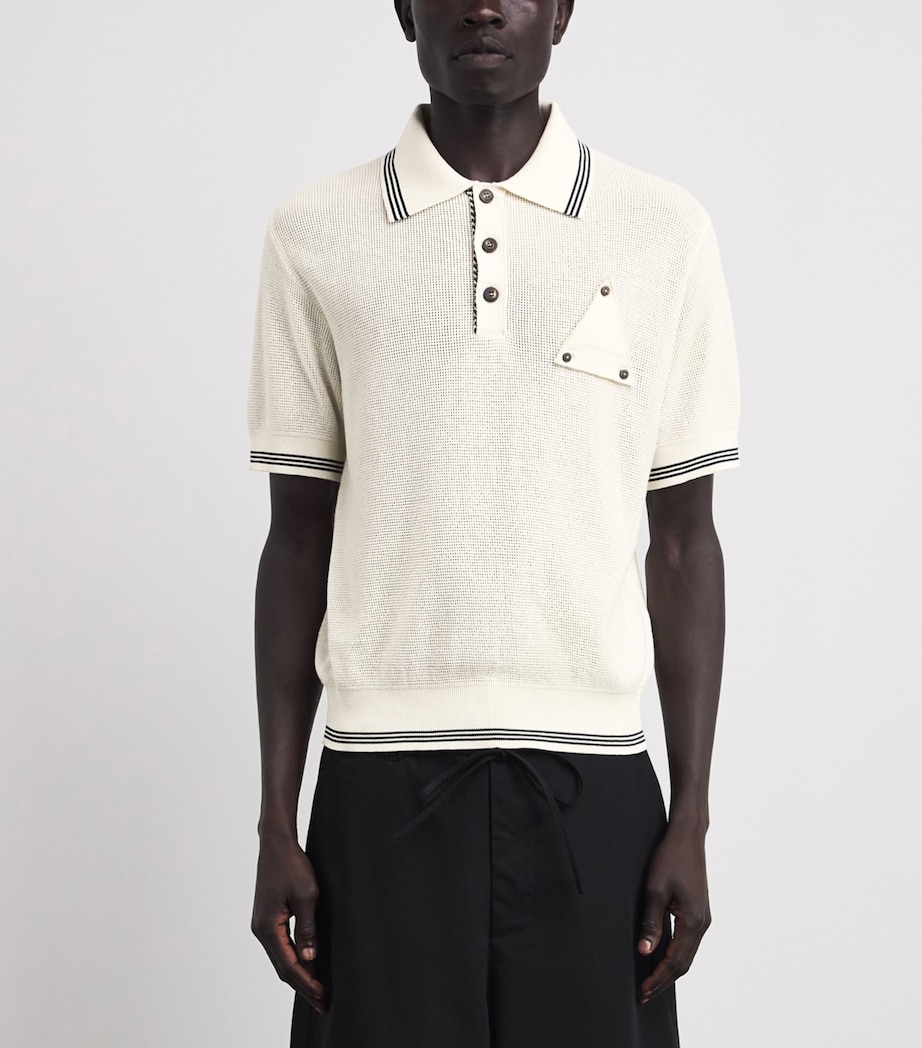 Jacquemus Mens Silk-Cotton Sailboat Polo Shirt White Image 4