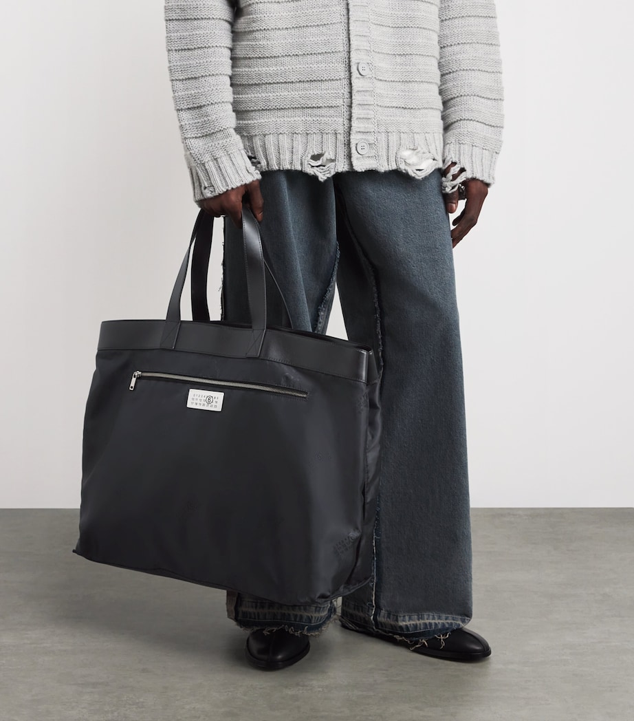 Calfskin-Trim Reverse Tote Bag HA751 Image 2