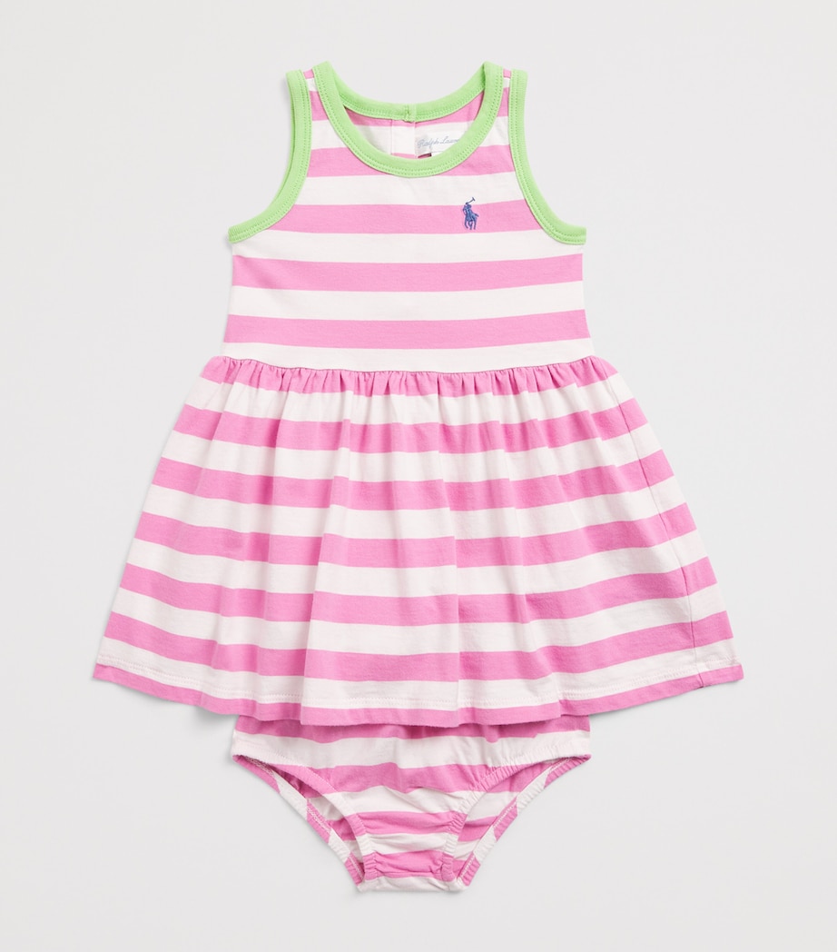Ralph Lauren Kids Cotton Stripe Dress and Bloomers Set (3-24 Months) Lgna Pnk Image 3