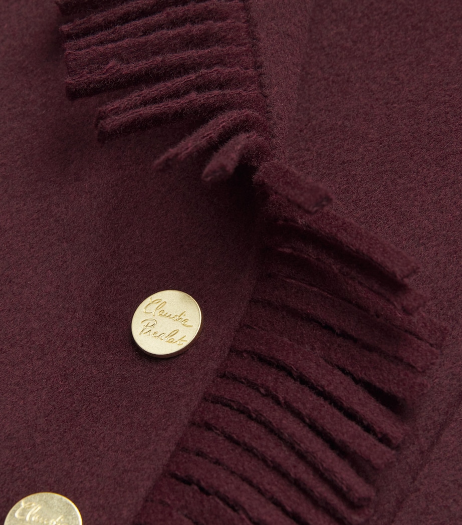Wool-Blend Fringe Jacket BURGUNDY Image 5