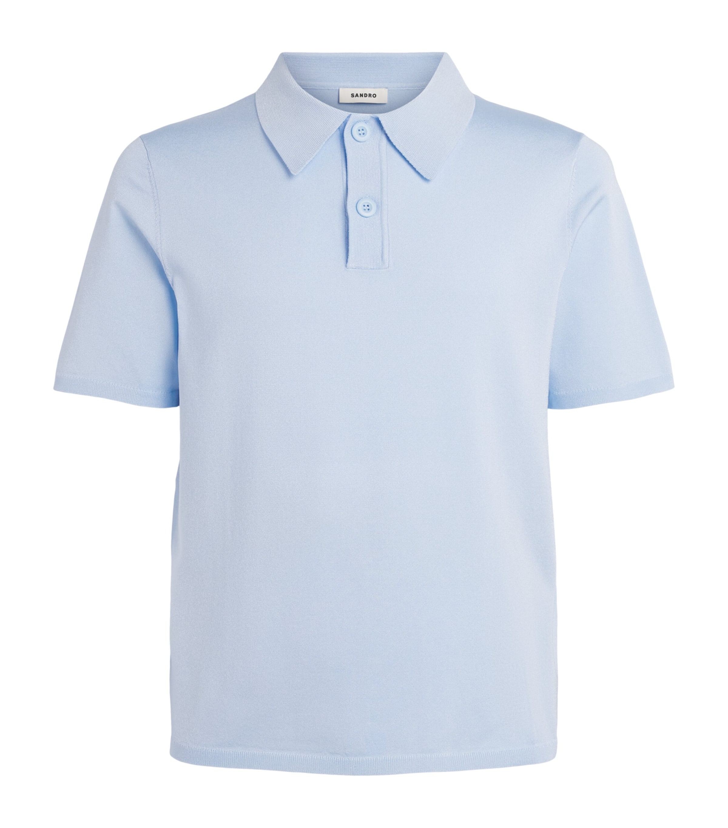 Sandro Paris Mens Knitted Polo Shirt Blue Sky Image 1
