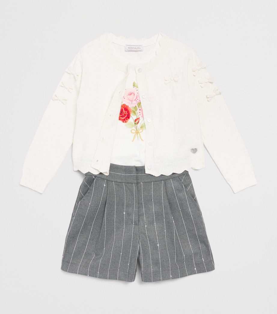 Monnalisa Embellished Floral T-Shirt (2-12 Years) Panna Image 3