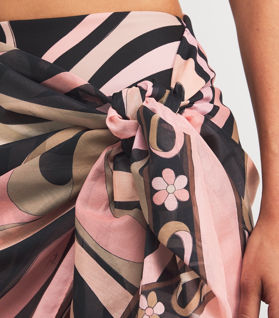 Cotton Marmo Print Sarong P22 NERO/NUDE Image 6