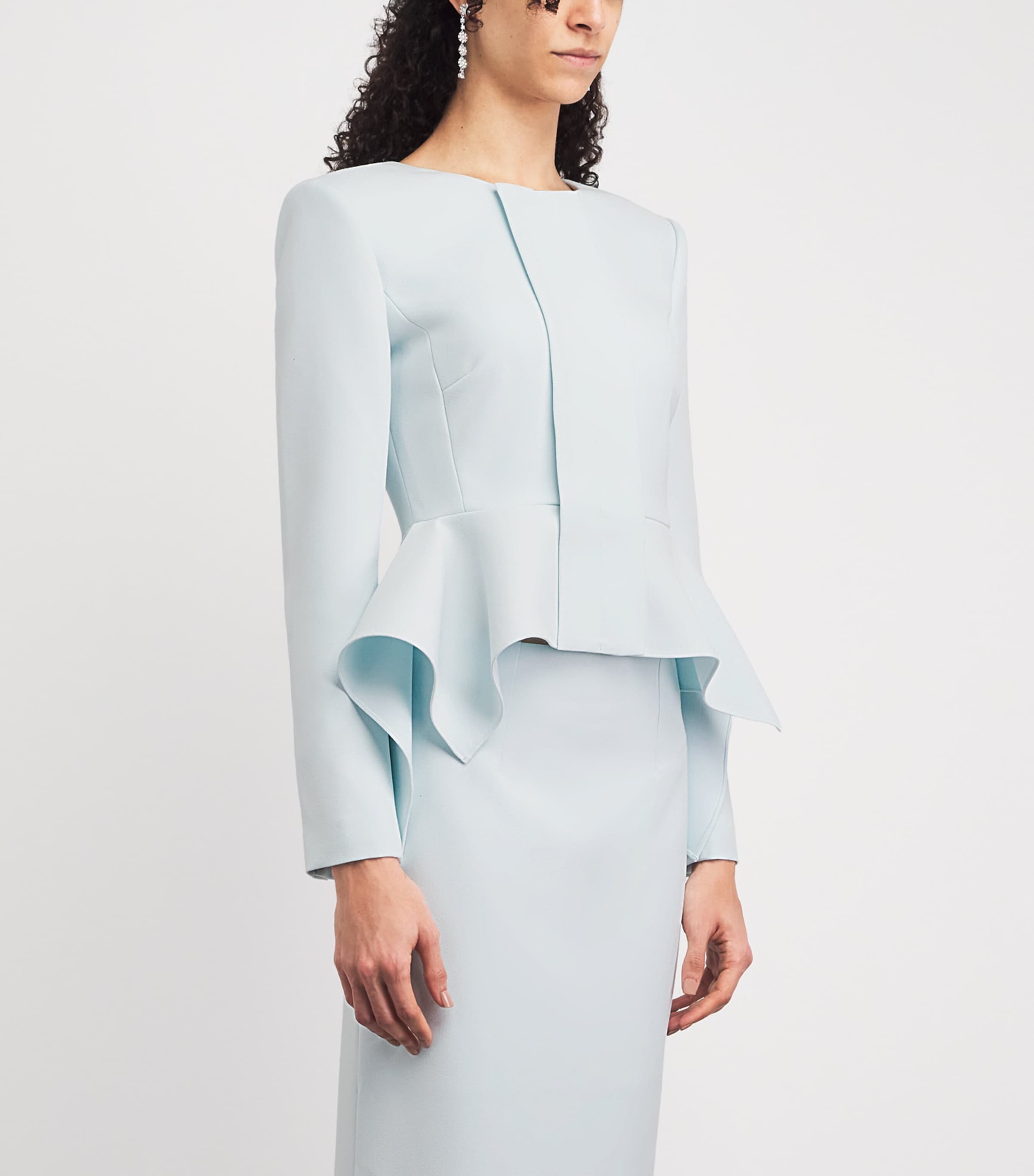 Roland Mouret Womens Crepe Peplum Jacket Aqua Blue Image 4