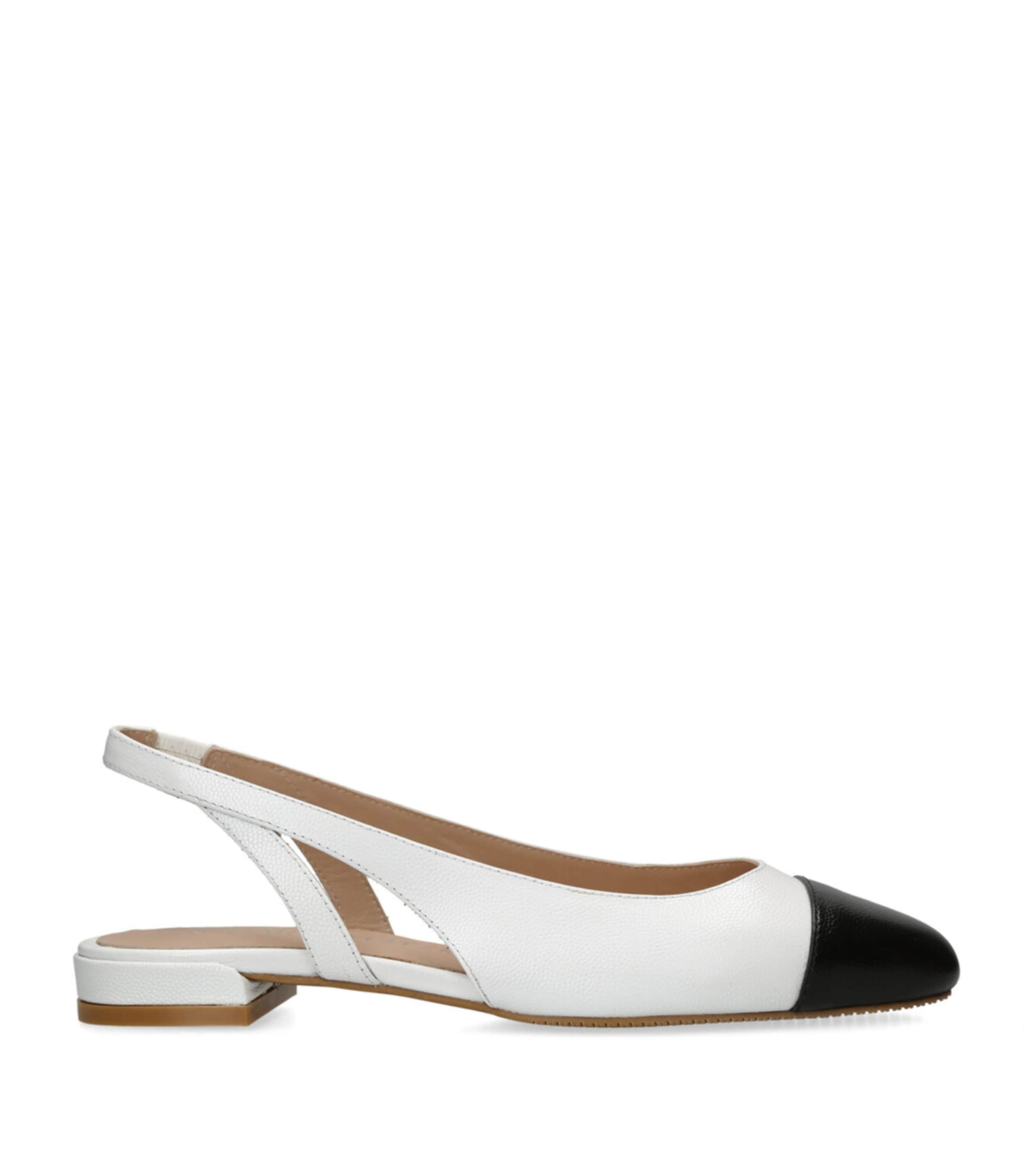 STUART WEITZMAN LEATHER SLEEK SLINGBACK FLATS 