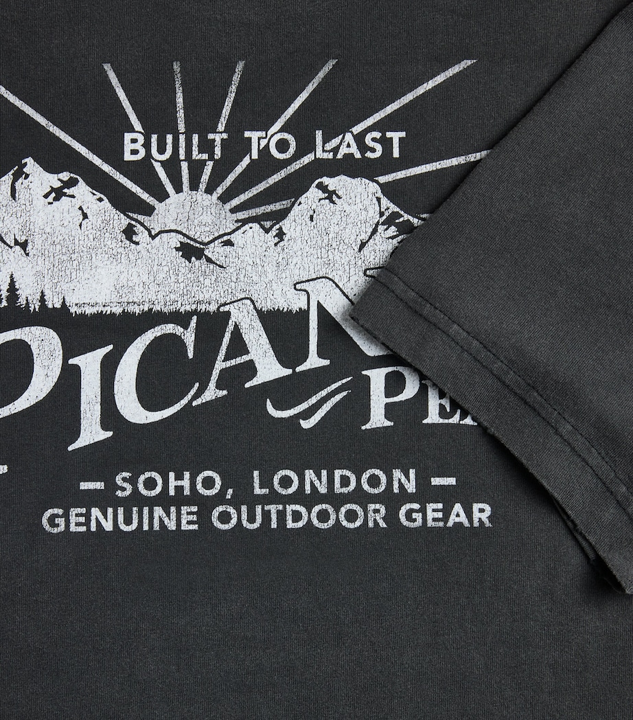 Picante Mens Organic Cotton Peaks Patch Logo T-Shirt Vintage Black Image 6