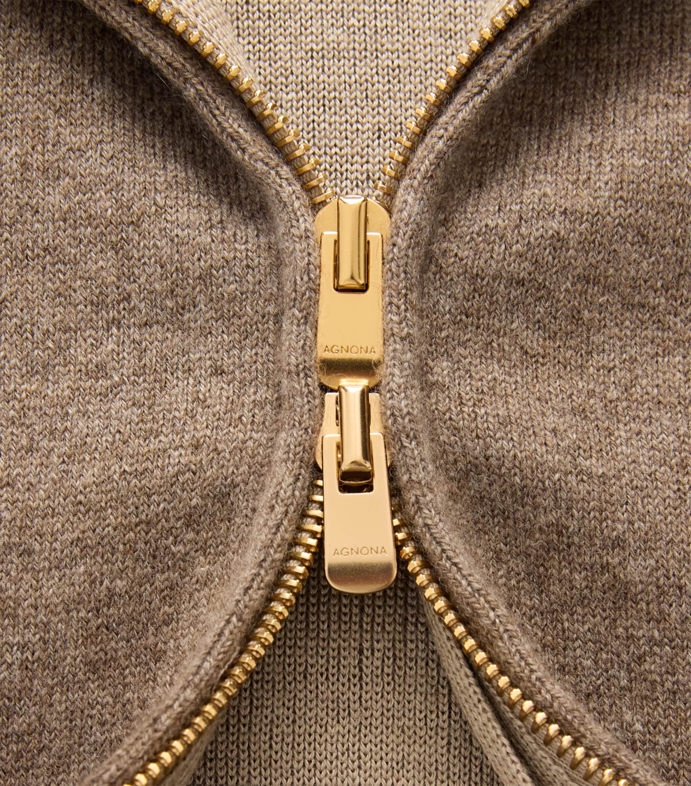 Agnona Womens Cashmere-Wool-Silk Zip-Up Hoodie Brown Mocha Image 6