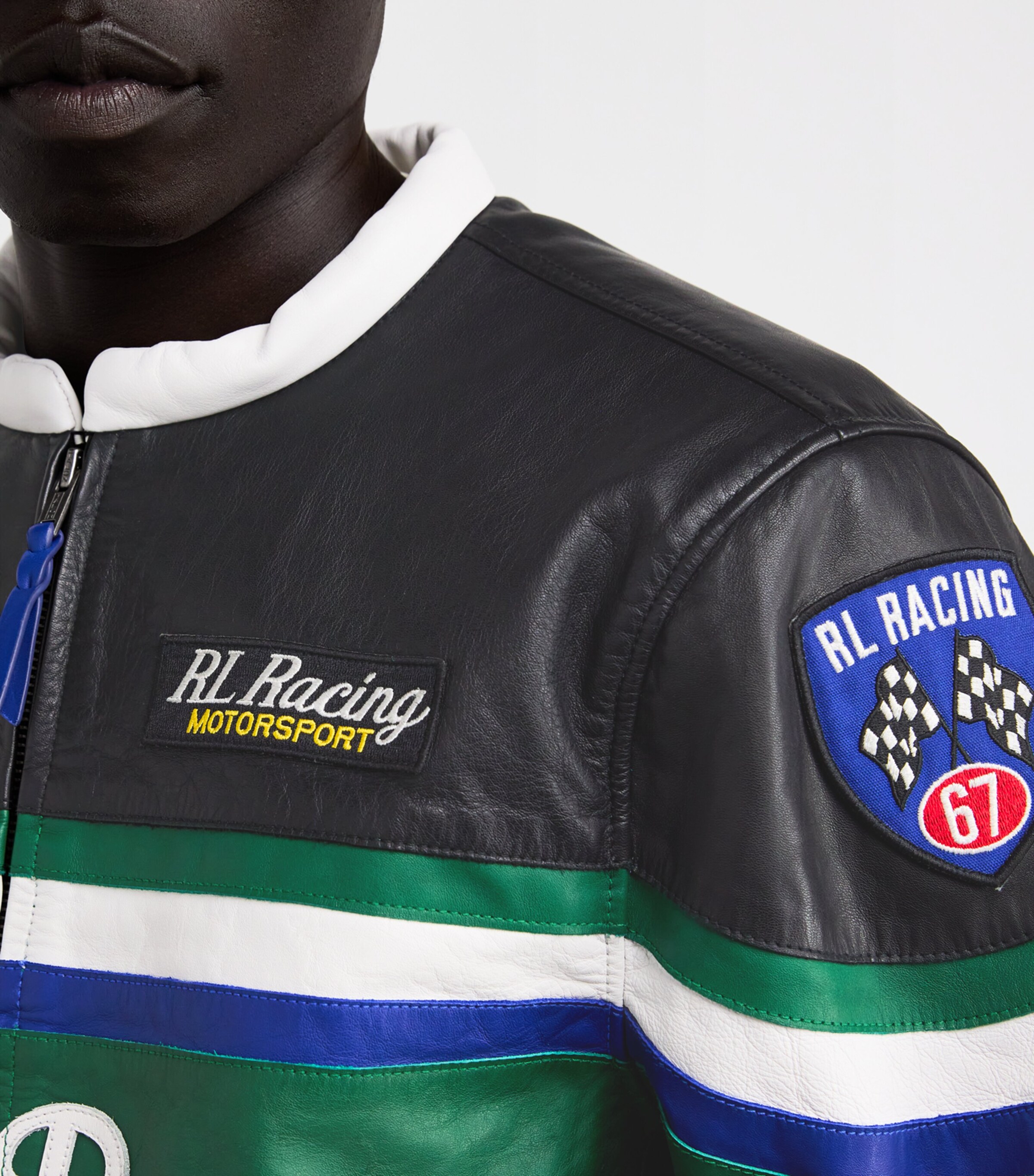 Polo Ralph Lauren Mens Leather Café Racer Jacket Green Image 6