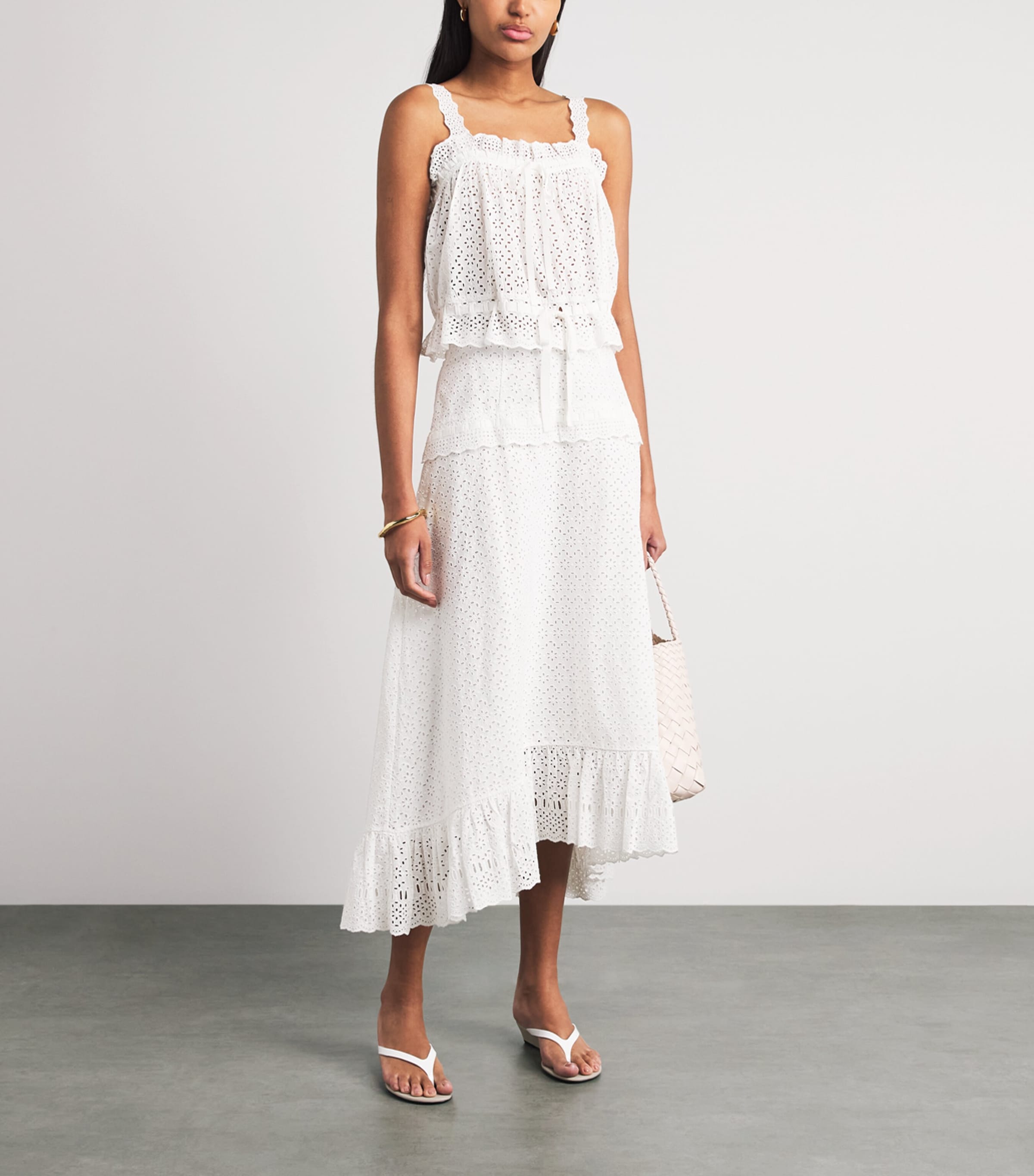 Ulla Johnson Womens Broderie Anglaise Violetta Midi Skirt Pristine Image 2