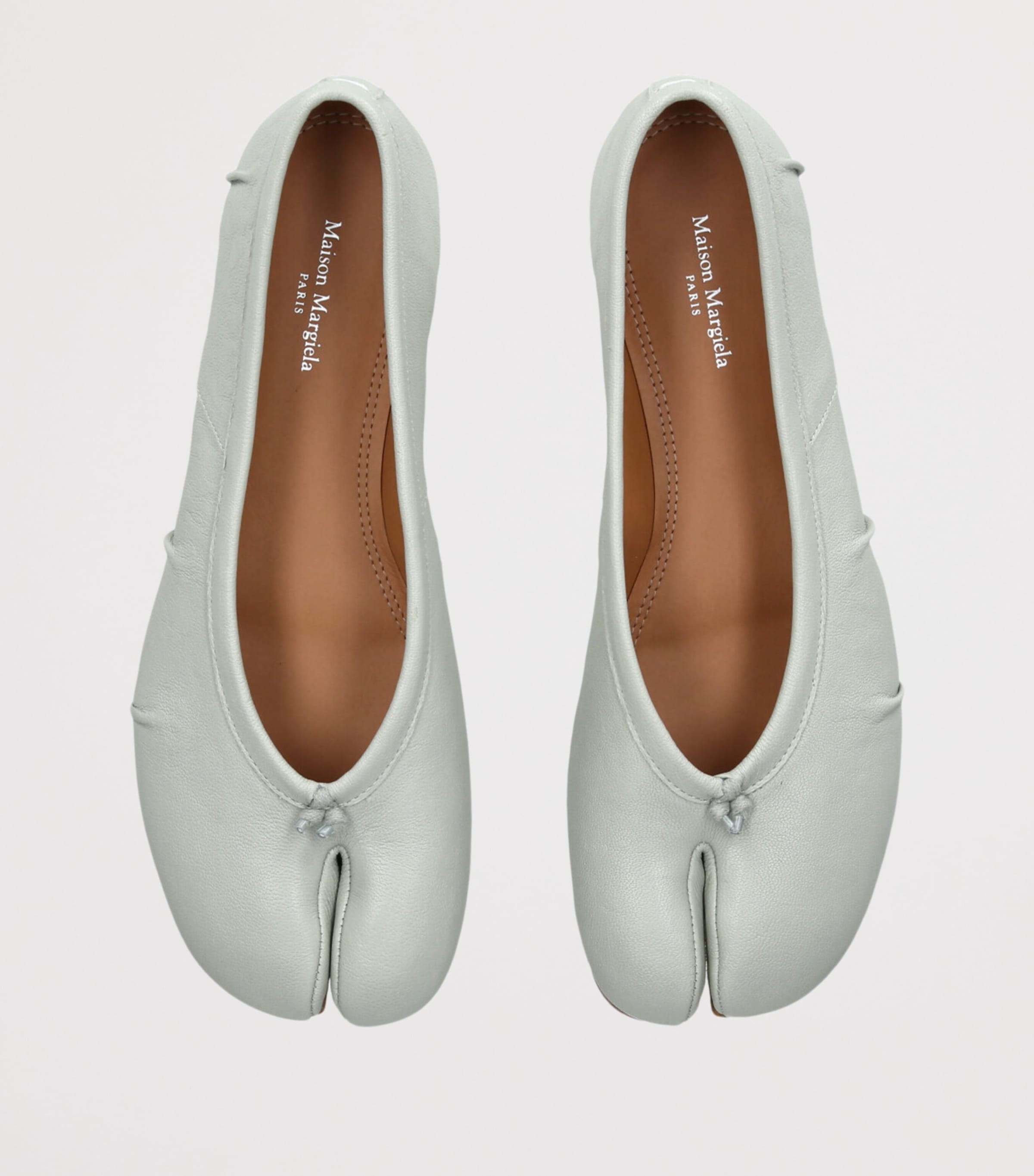 Maison Margiela Womens Leather Tabi Ballet Flats Bone Image 6