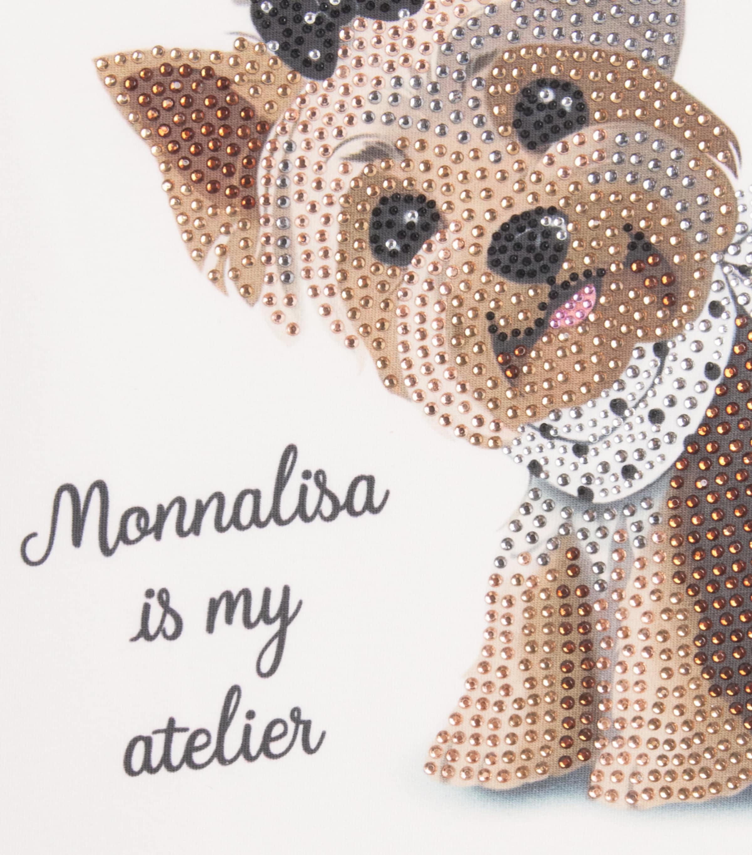 Monnalisa Stretch-Cotton Yorkshire Terrier T-Shirt (2-12 Years) Optical White Image 3