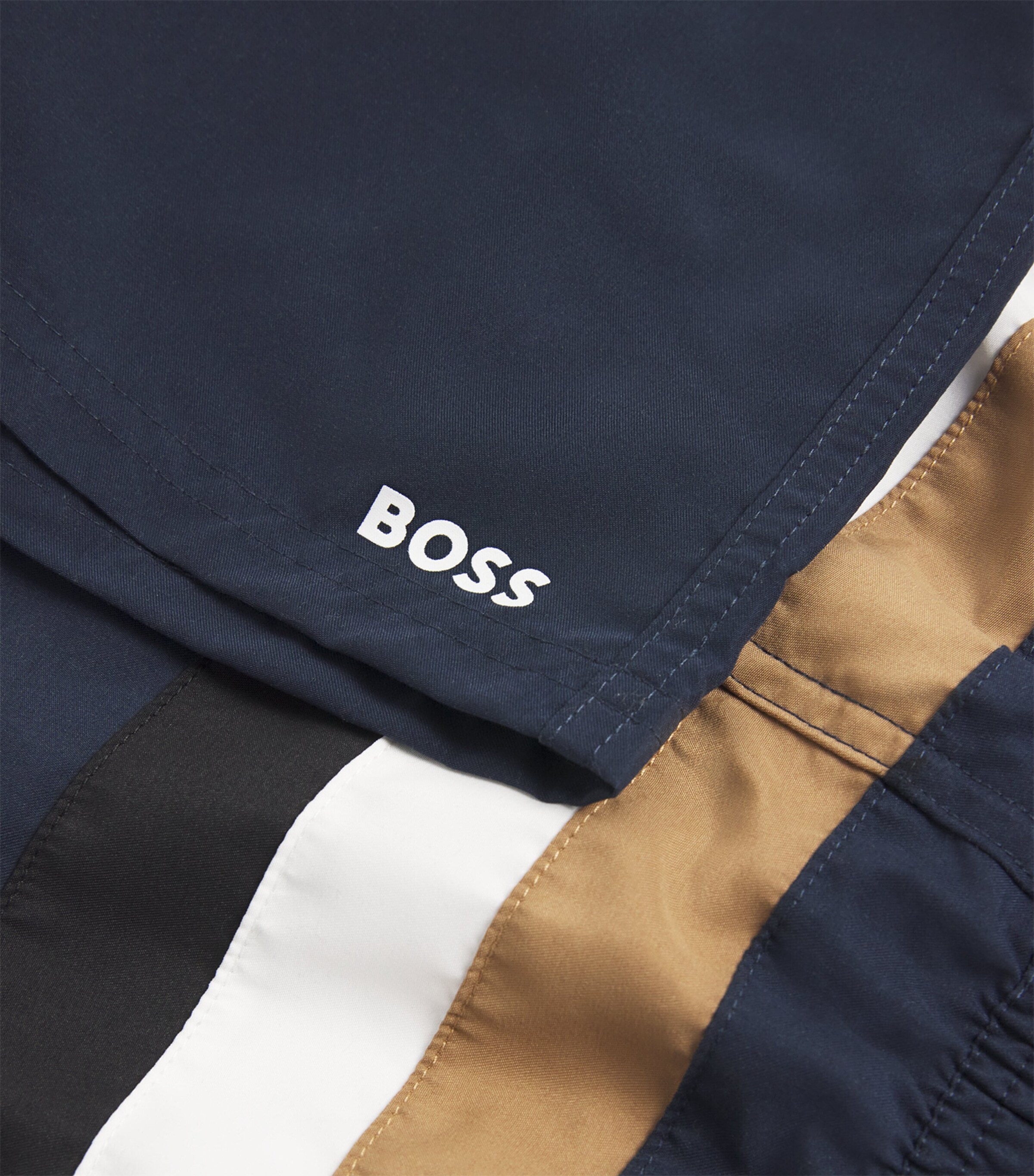 BOSS Kidswear Logo Stripe Swim Shorts (4-16 Years) Navy Image 3