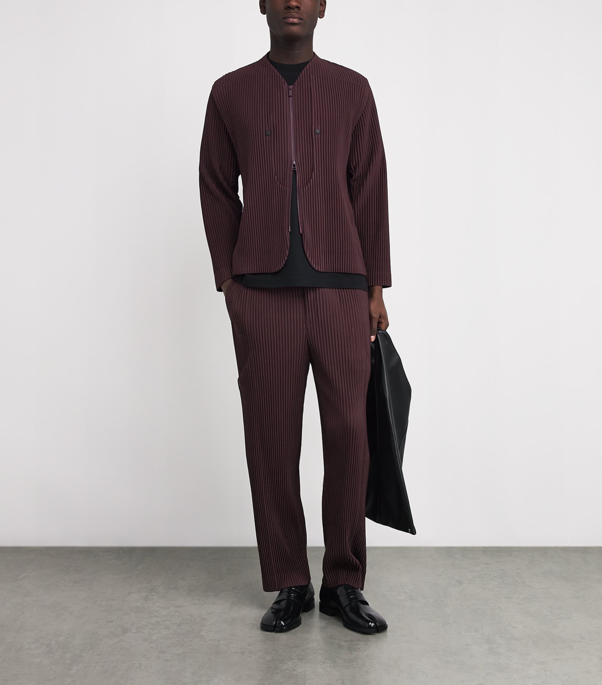 Pleated Quarry Bomber Jacket 86-WINE PURPLE Image 2