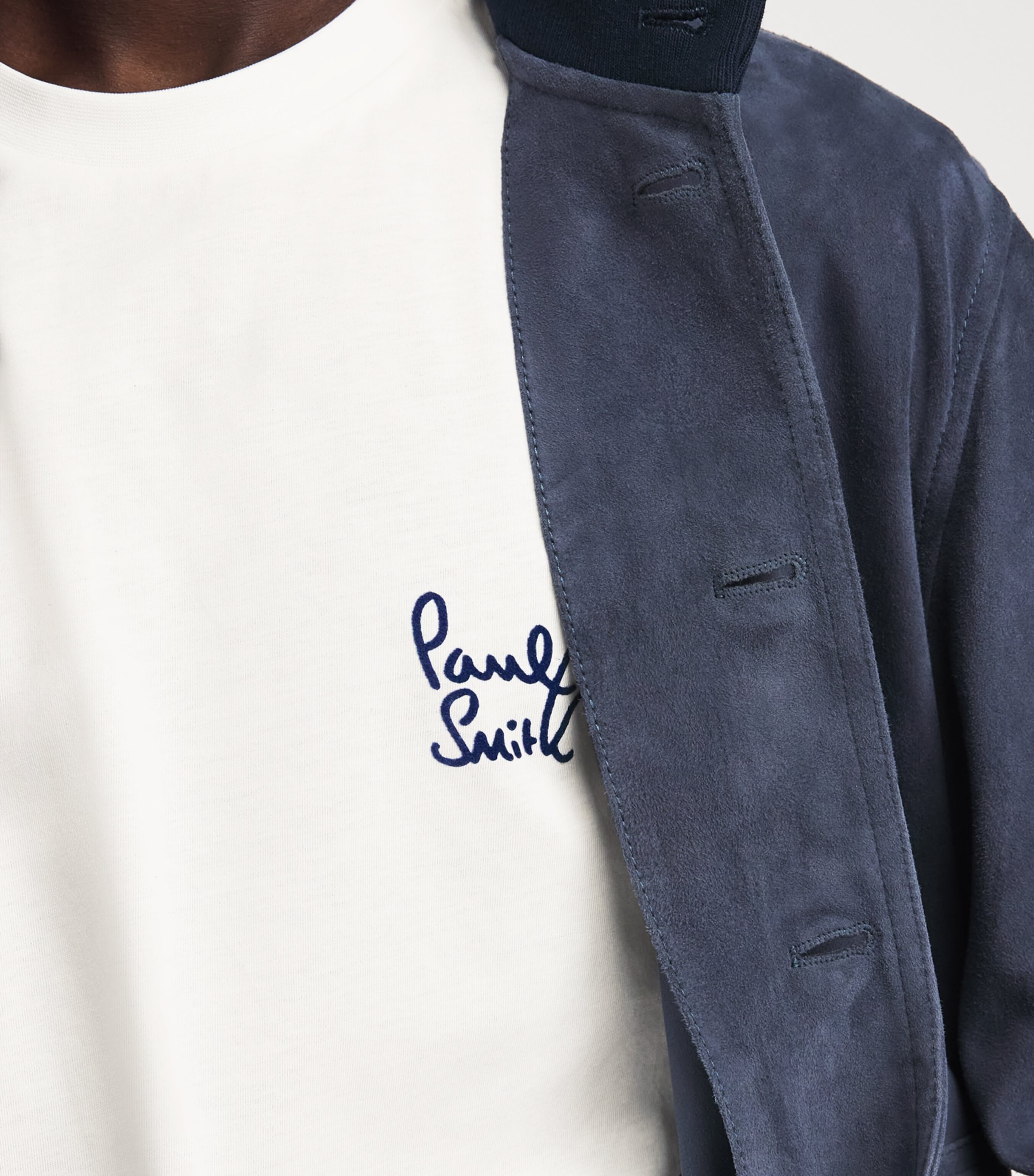Paul Smith Mens Cotton Embroidered Logo T-Shirt White Image 3