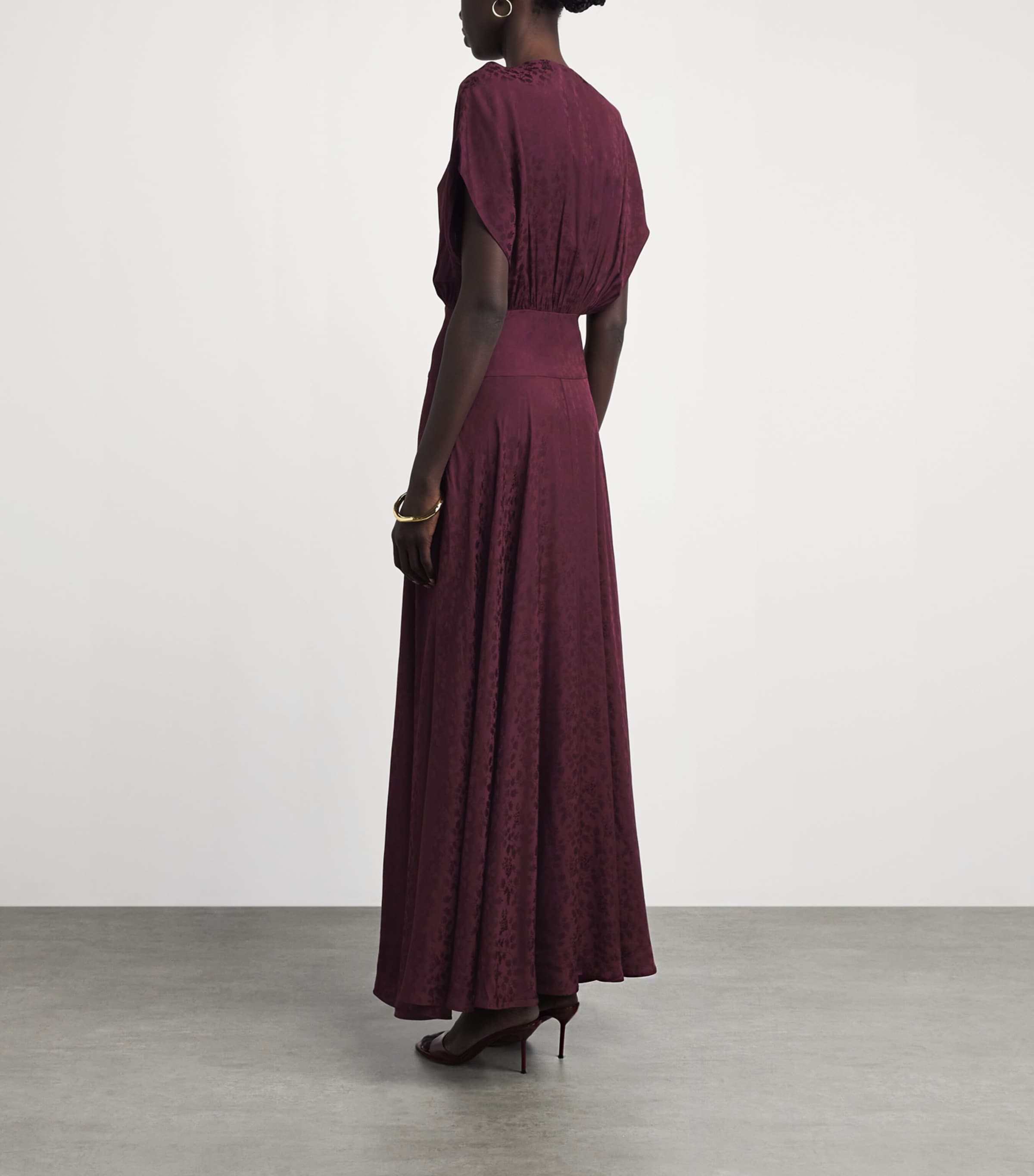 Maje Womens Jacquard Maxi Dress Burgundy Image 4