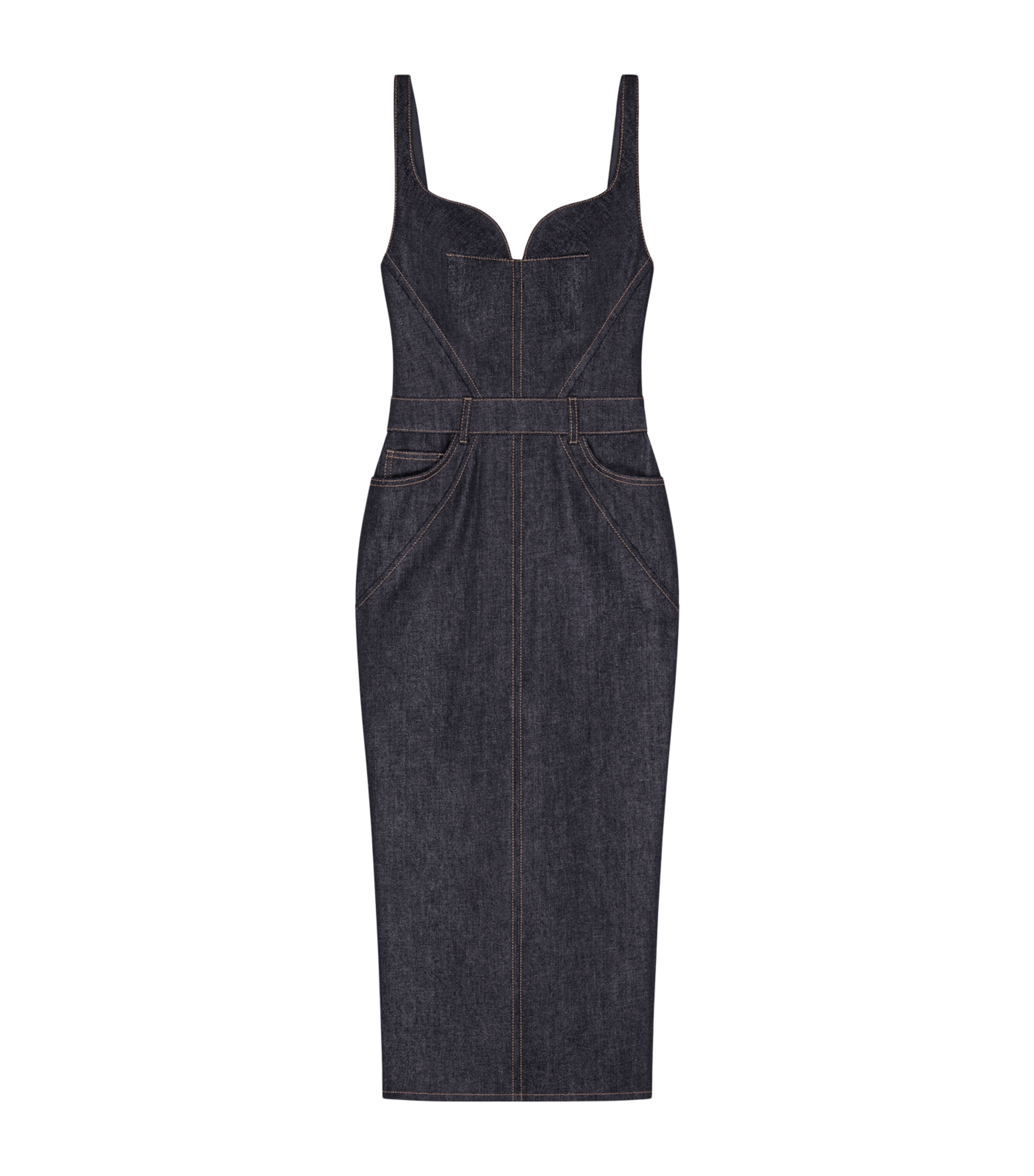 Denim Kick-Back Midi Dress DARK BLUE Image 1