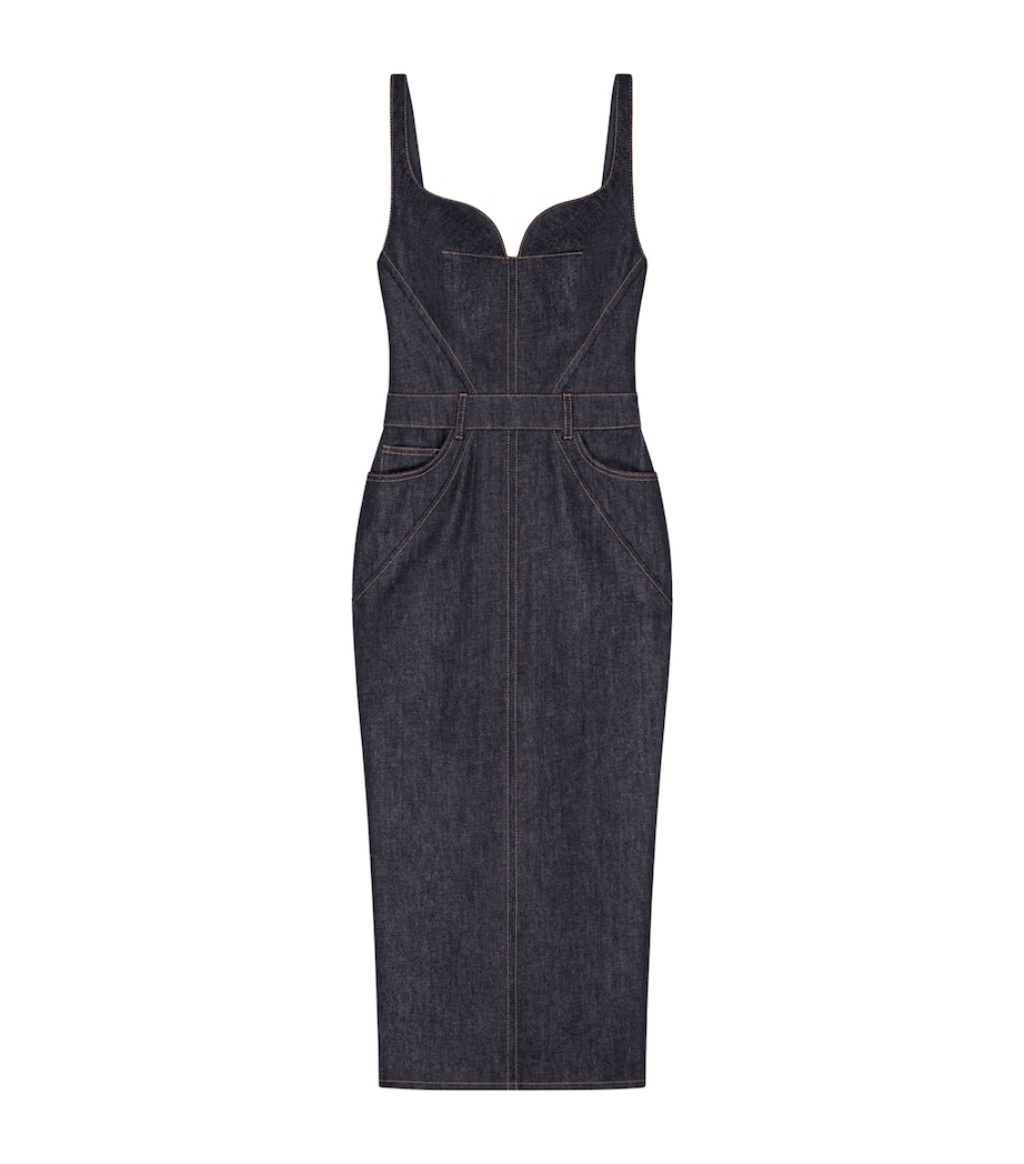 Denim Kick-Back Midi Dress DARK BLUE Image 1