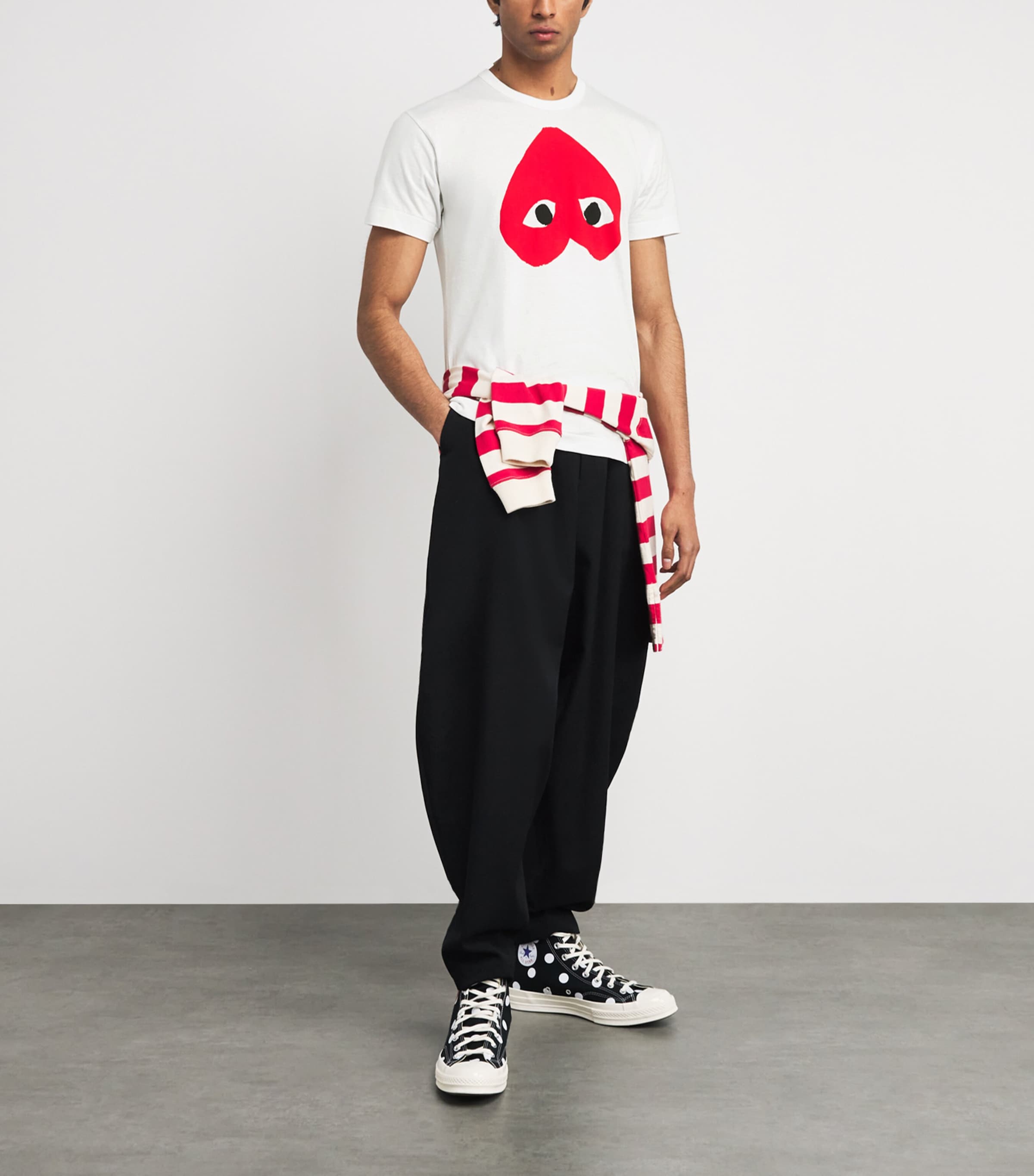 Comme Des Garçons Play White Cotton Upside Down Heart T-Shirt