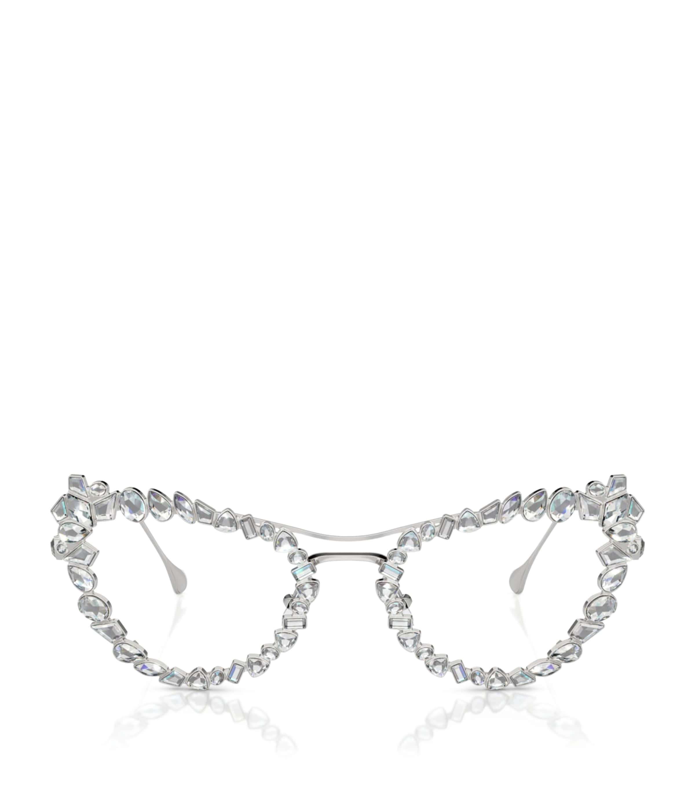 Swarovski Womens Sk7011 Cat-eye Gem-embellished Metal Optical Glasses Silver In Silver