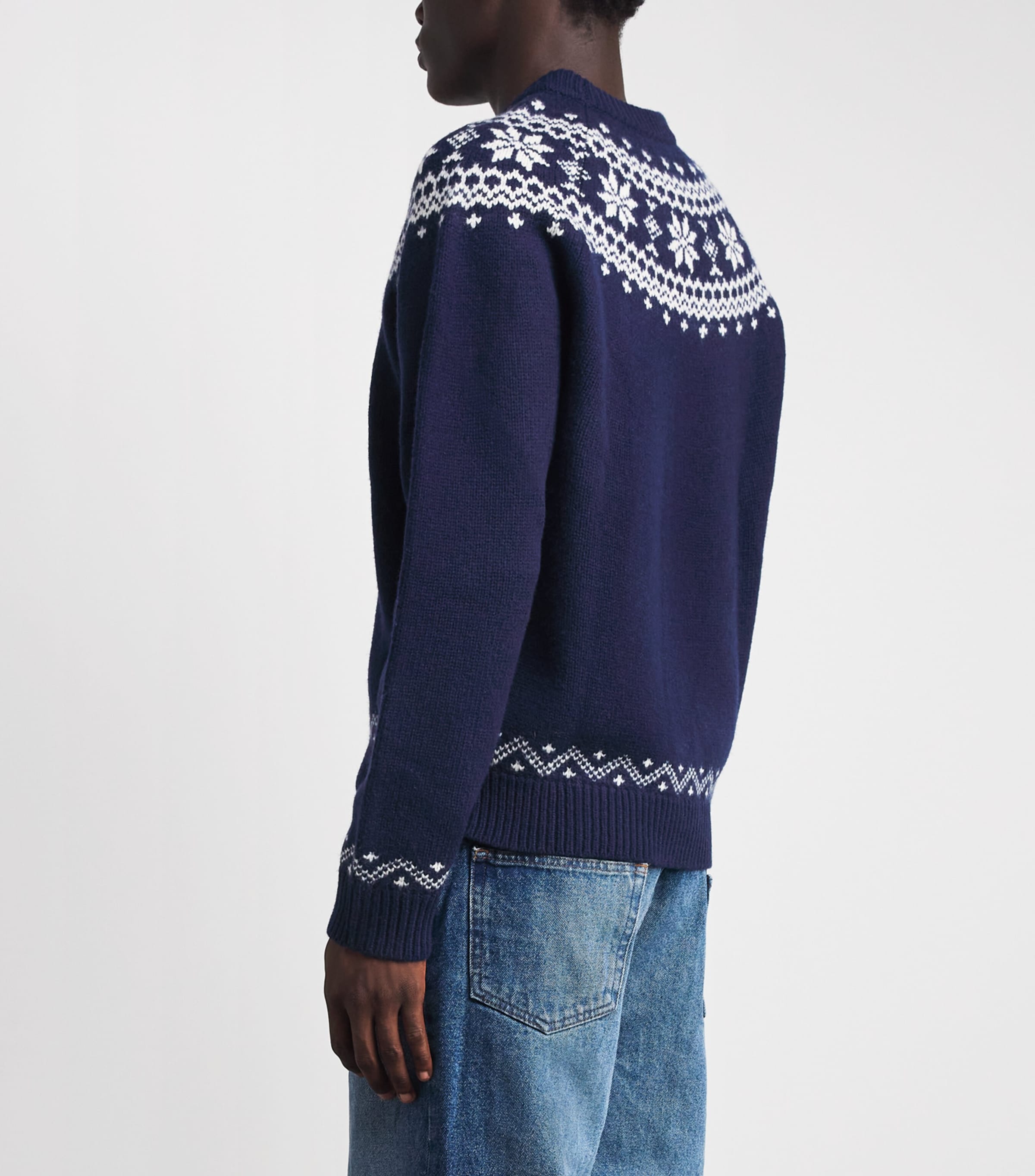 Harrods Mens Wool Fair Isle Sweater Image 5