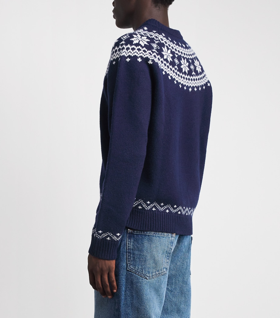 Harrods Mens Wool Fair Isle Sweater Image 5