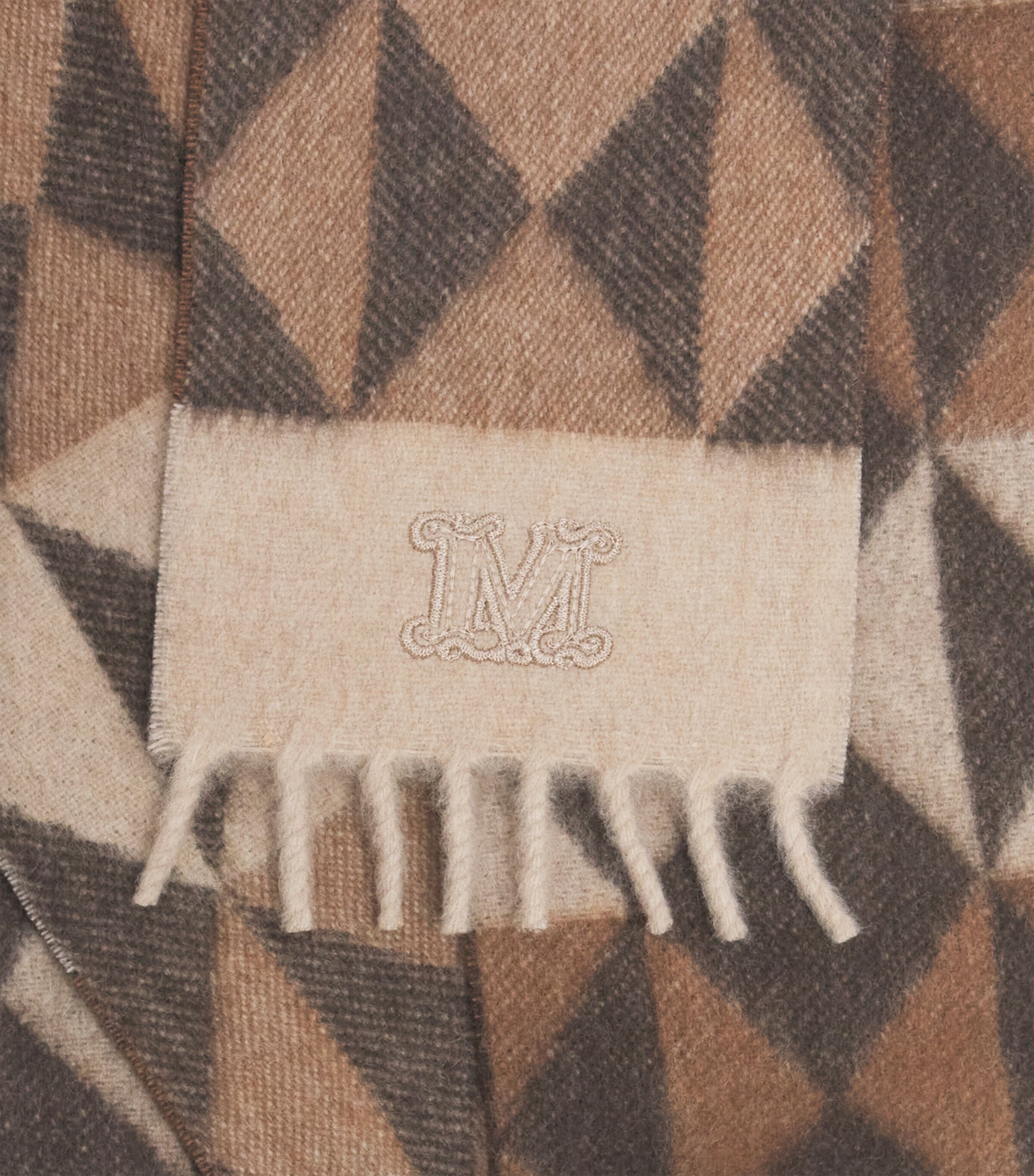 Cashmere Geometric Scarf BEIGE Image 4