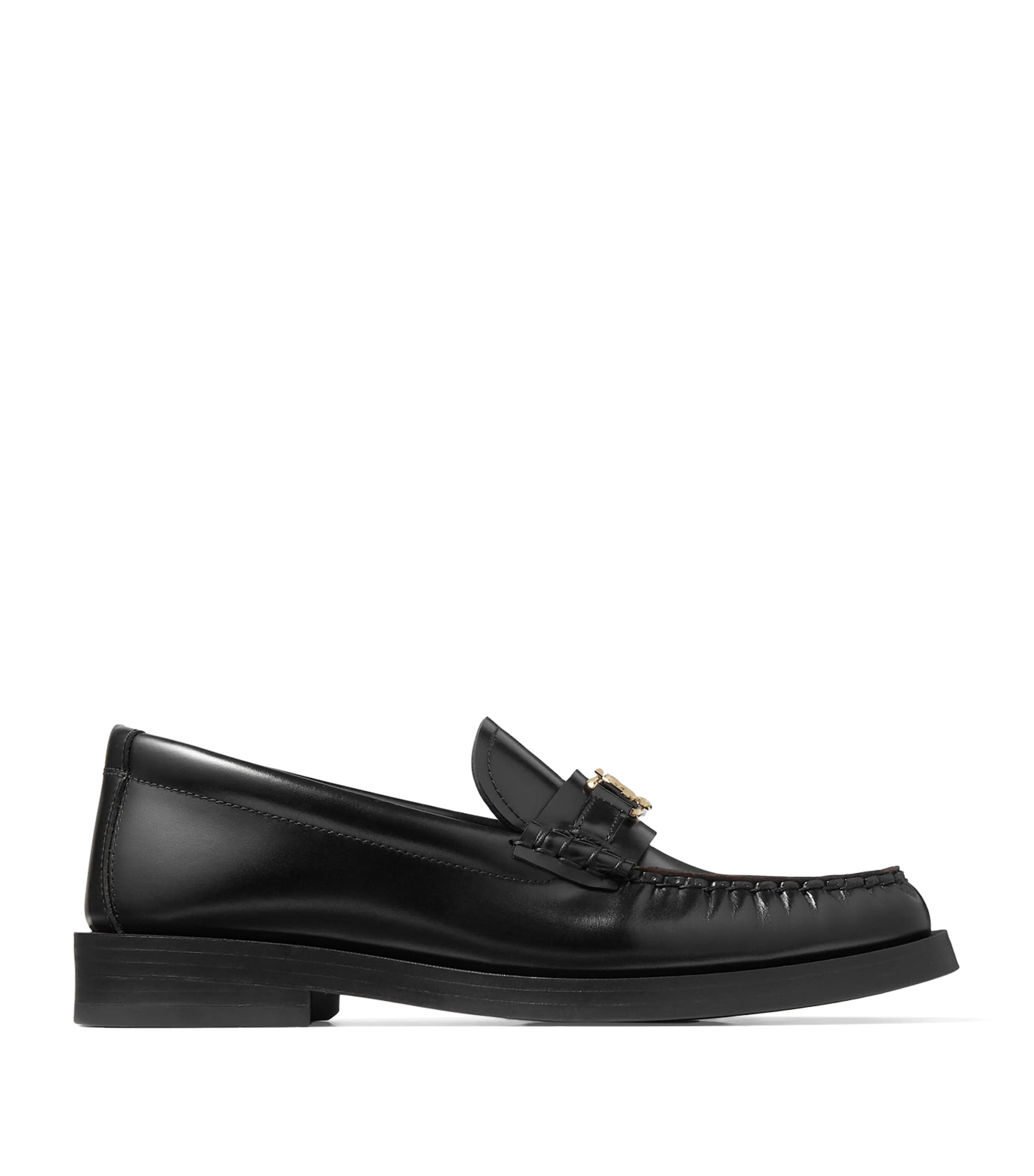 Jimmy Choo Leather Addie Loafers In Black