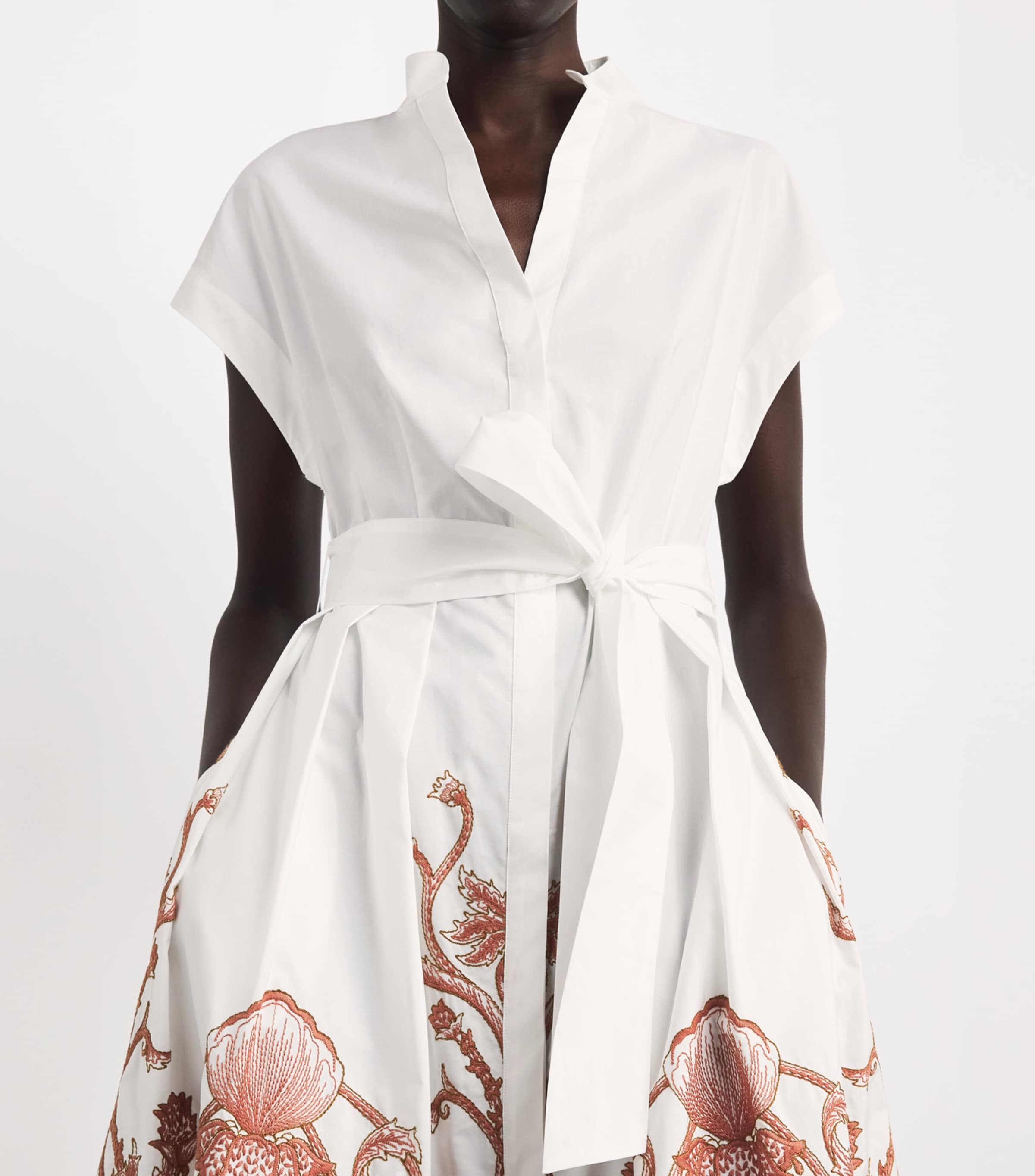 Eleventy Womens Cotton Embroidered Midi Shirt Dress Bianco, Melograno Image 3