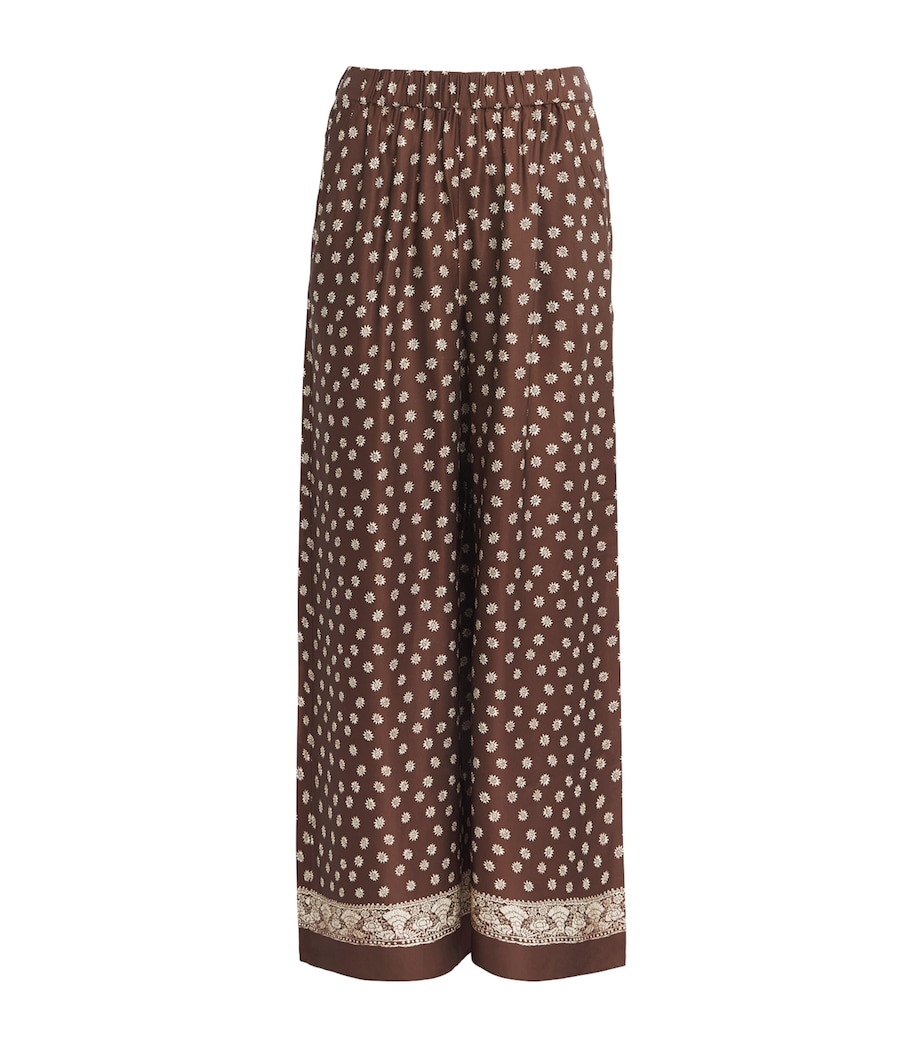 Claudie Pierlot Womens Printed Wide-Leg Trousers Dark Print Image 1
