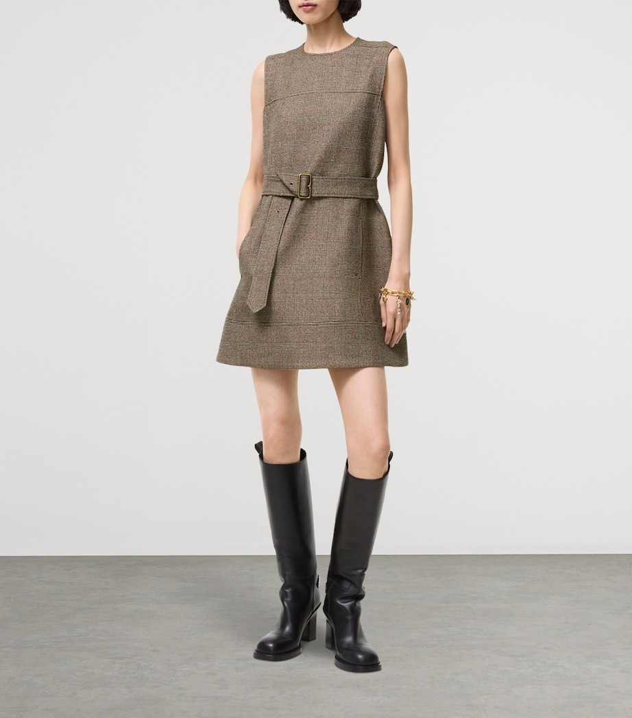 Burberry Womens Wool-Linen-Blend Mini Dress Soap Beigebrown Chk Image 2
