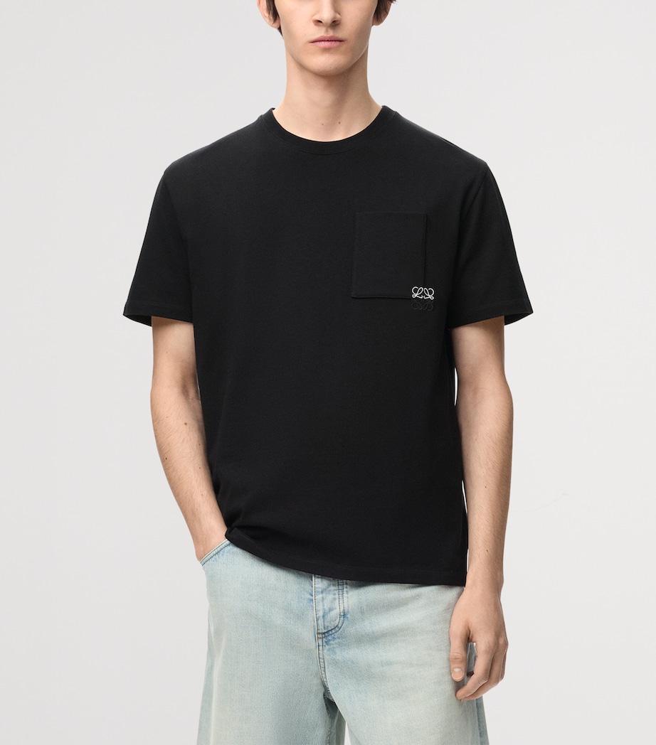 LOEWE Mens Cotton Relaxed Anagram T-Shirt Black Image 3