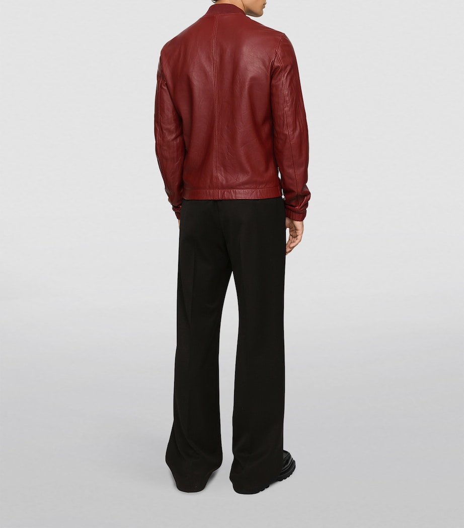 Leather Bomber Jacket R0108-WINE Image 2