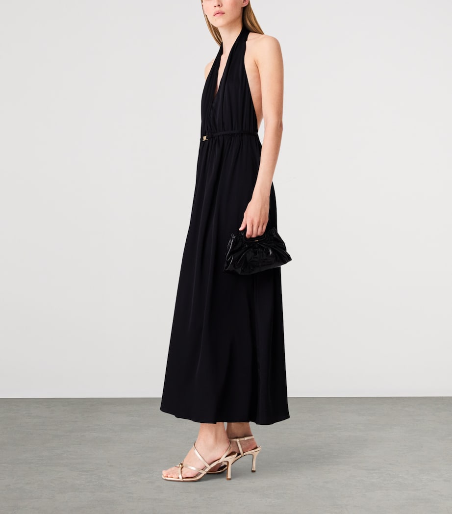 Maje Womens Plunge Halterneck Midi Dress Navy Image 3