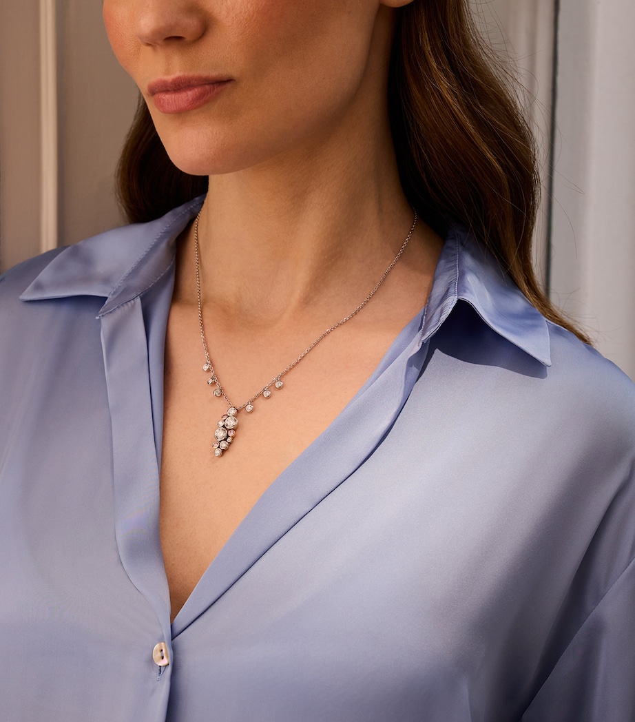 Boodles Platinum, Rose Gold, White Diamond and Pink Diamond Raindance 25 Pendant Necklace Platinum Image 2