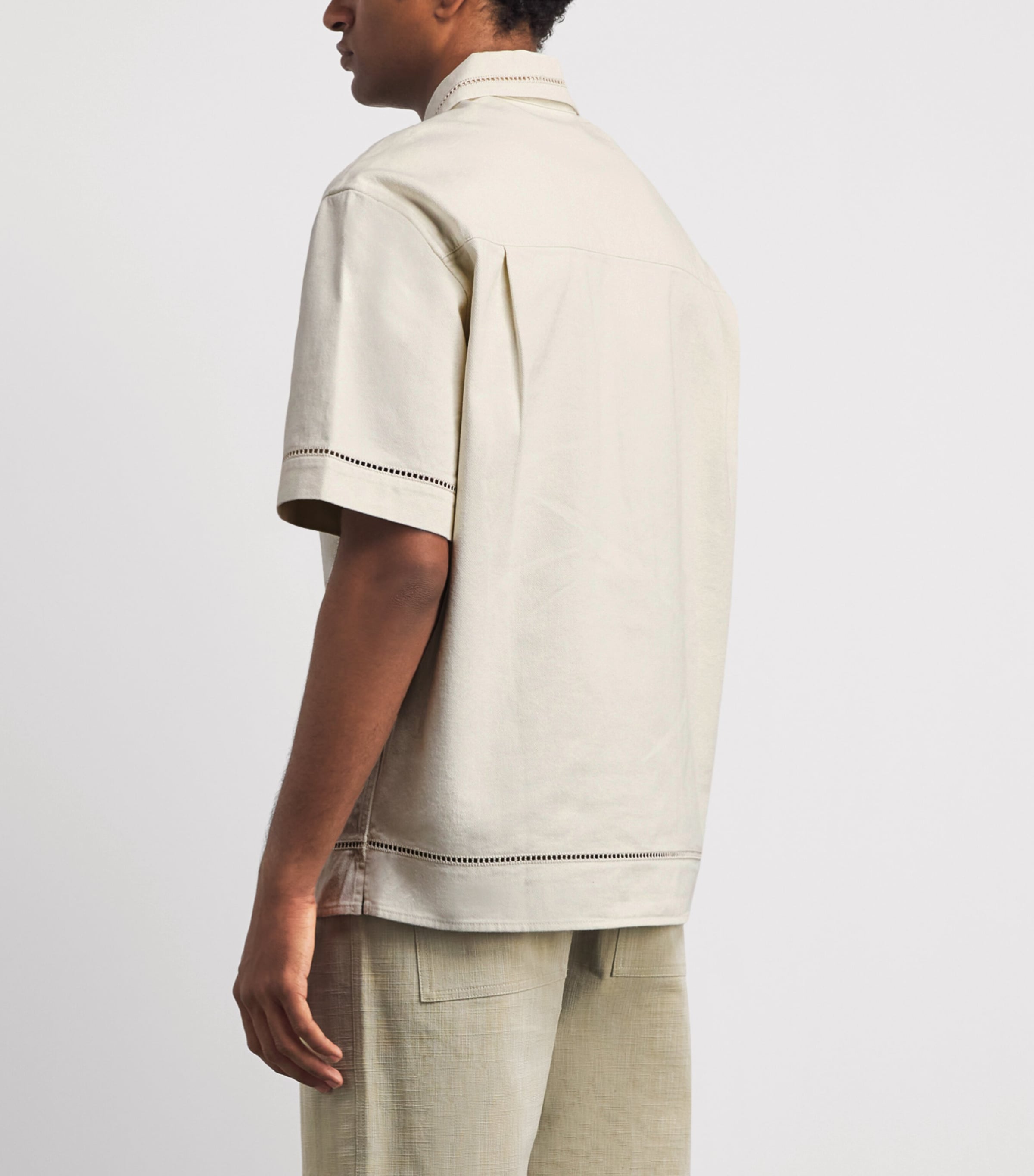 Drôle De Monsieur Mens Cotton Embroidered Short-Sleeve Shirt Ow / Off White Image 5