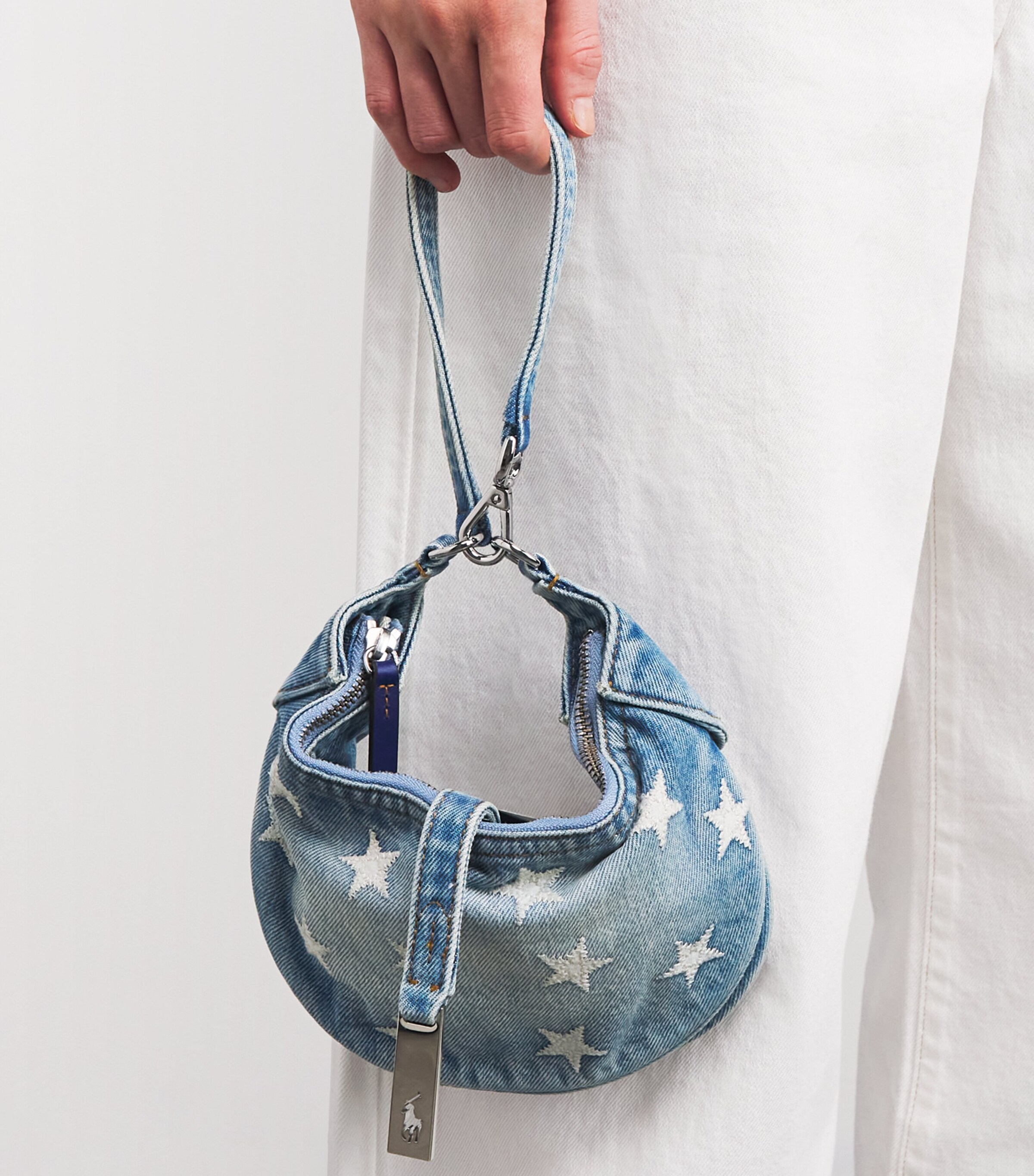 Polo Ralph Lauren Mini Denim Embroidered ID Shoulder Bag Helena Wash Image 5