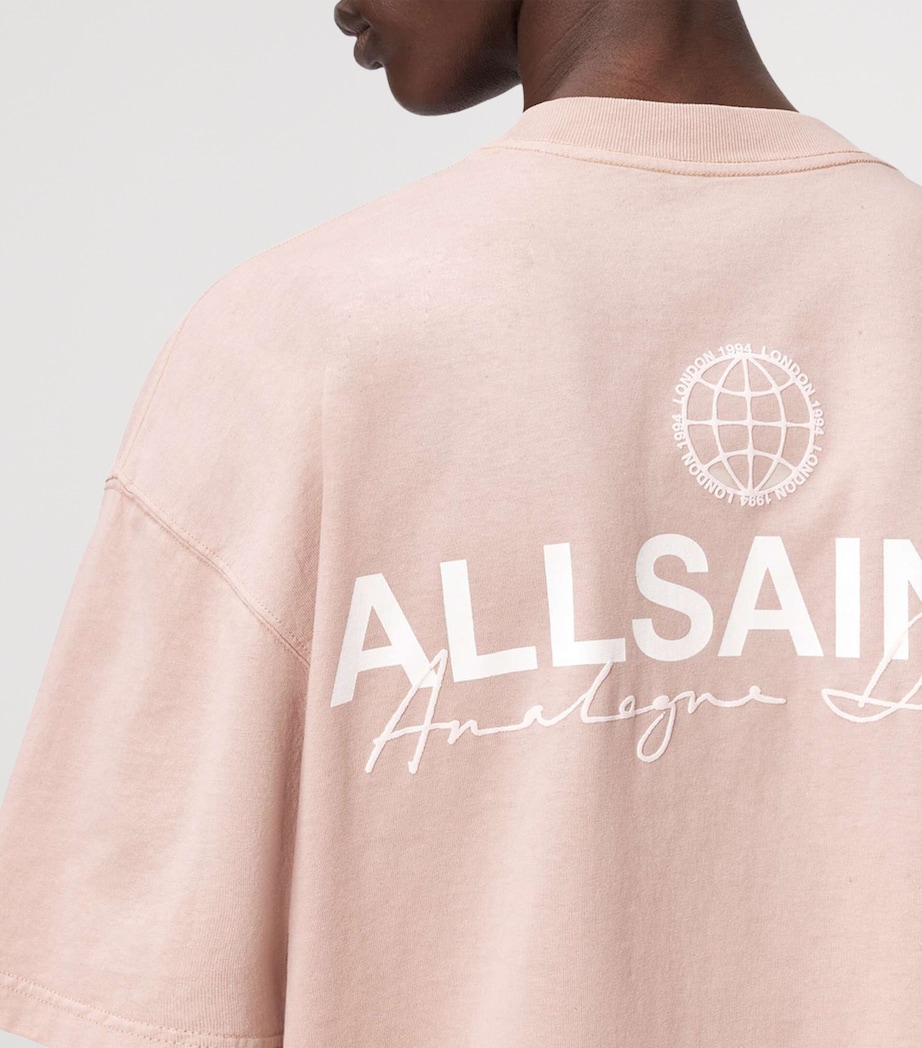 AllSaints Mens Organic Cotton Emblem T-Shirt Sunbaked Pink Image 5