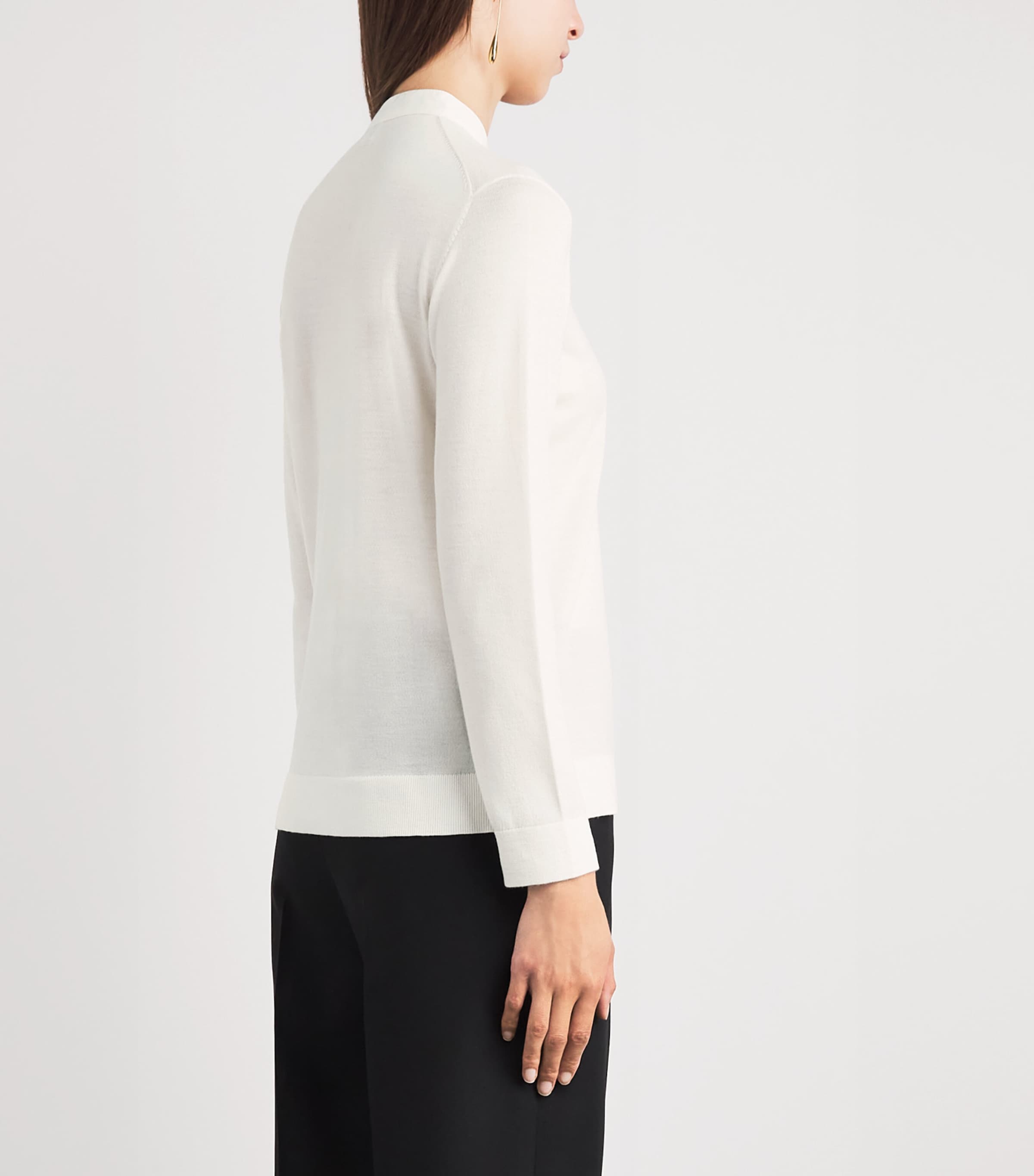 Toteme Womens Wool-Silk Long-Sleeve T-Shirt Off White Image 5