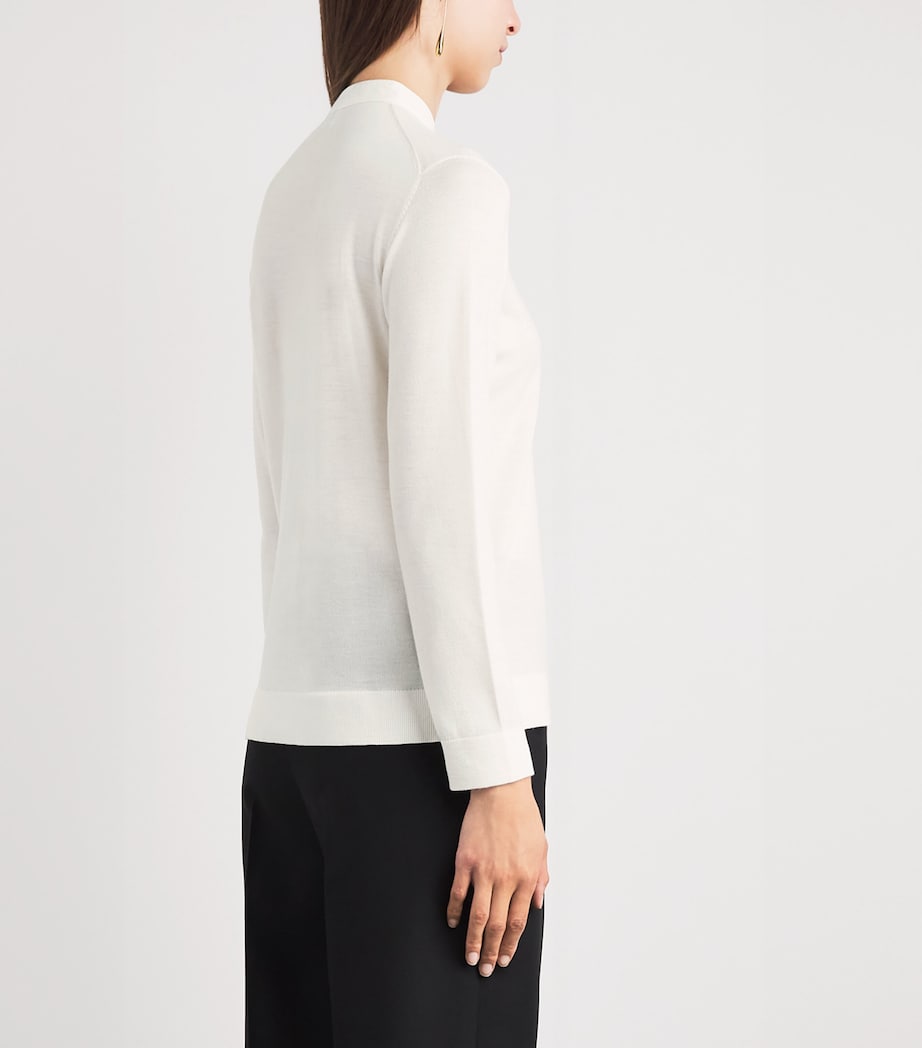 Toteme Womens Wool-Silk Long-Sleeve T-Shirt Off White Image 5