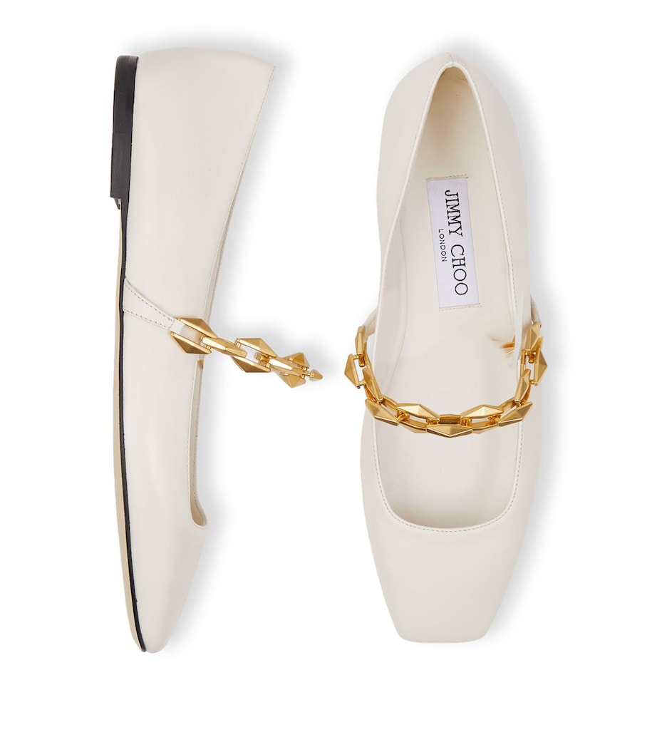 Diamond Tilda Leather Flats LATTE Image 5