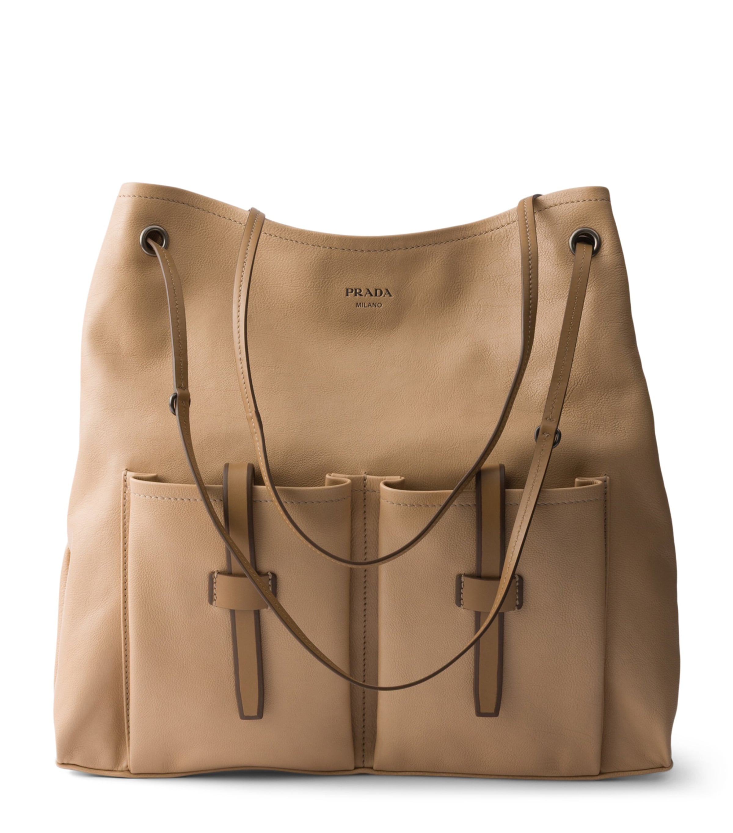 Prada Large Leather Route Shoulder Bag Neutral Image 1