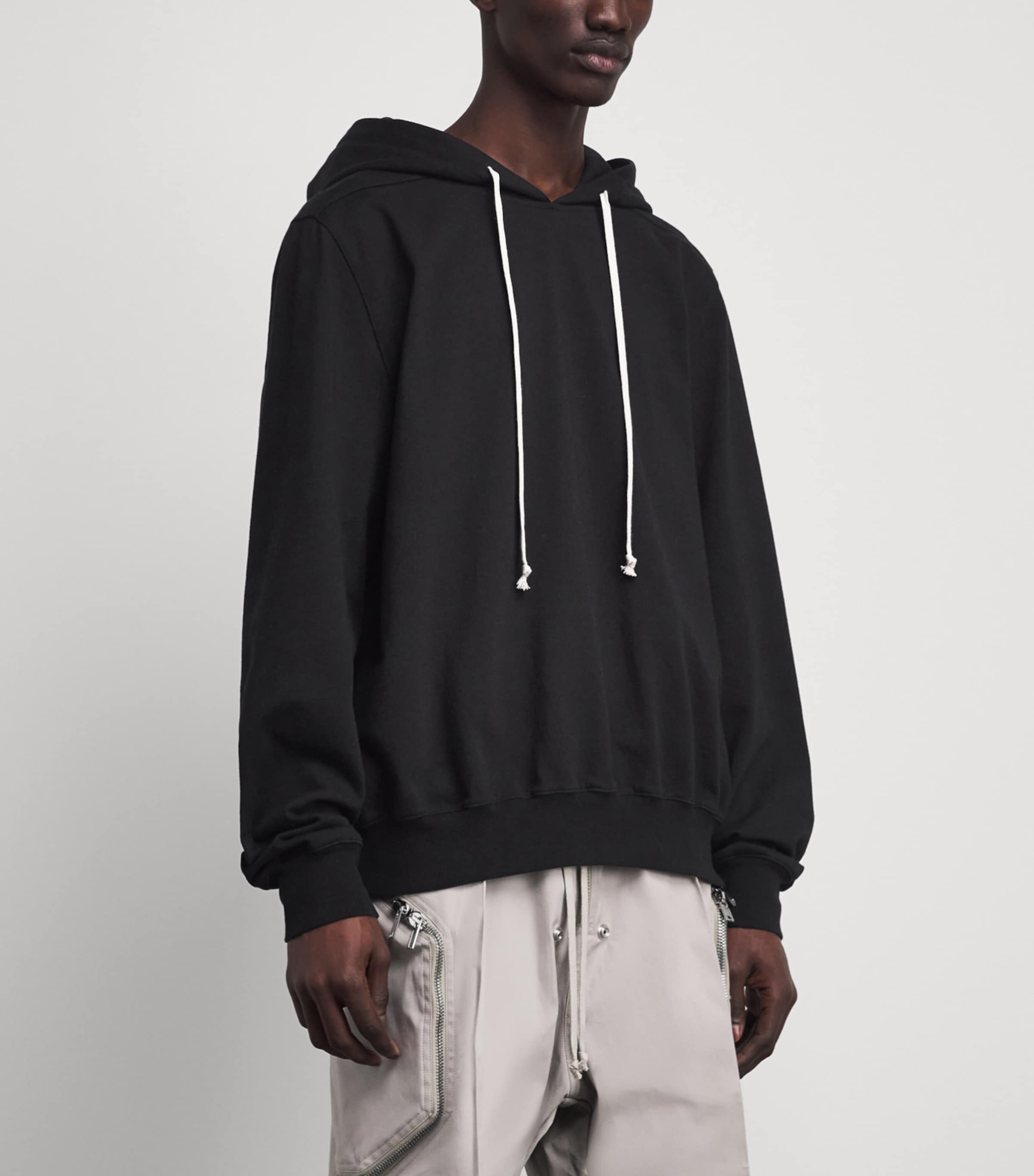 Rick Owens Mens Cotton Oversized Hoodie Black/milk Image 4