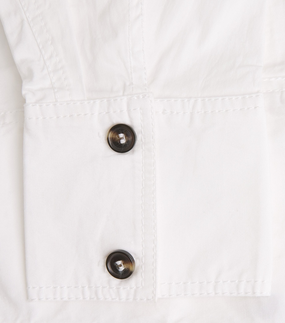GANNI Womens Stretch-Cotton V-Neck Shirt Bright White Image 6