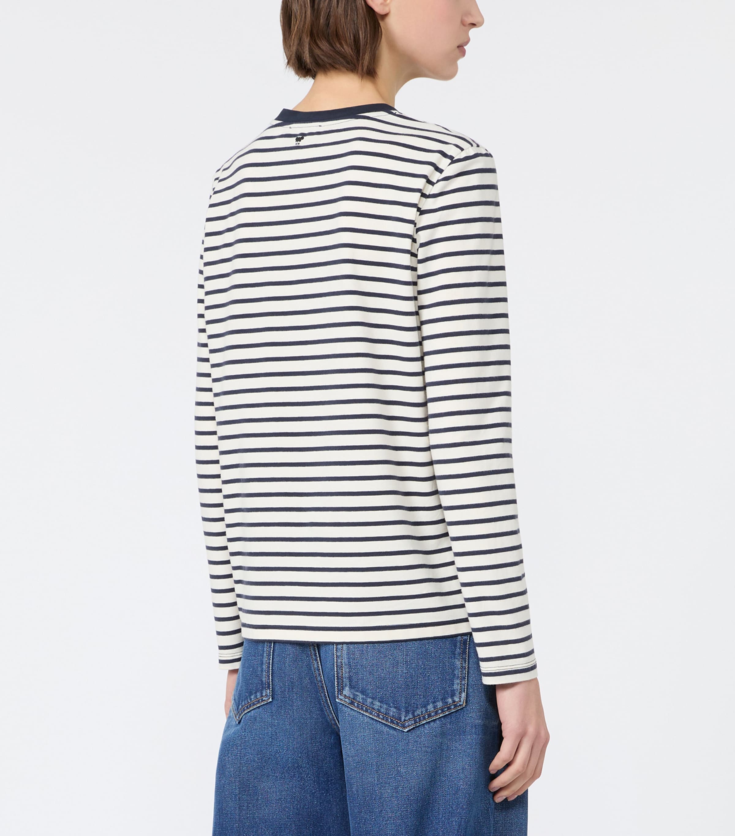 Weekend Max Mara Womens Stripe Slogan T-Shirt Navy Image 4