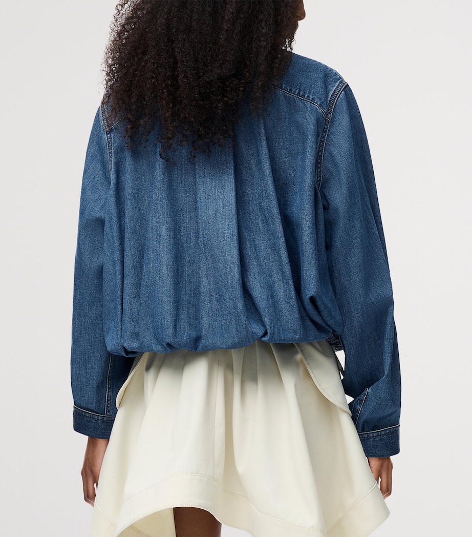 Drawstring-Hem Denim Shirt LIGHT BLUE Image 4
