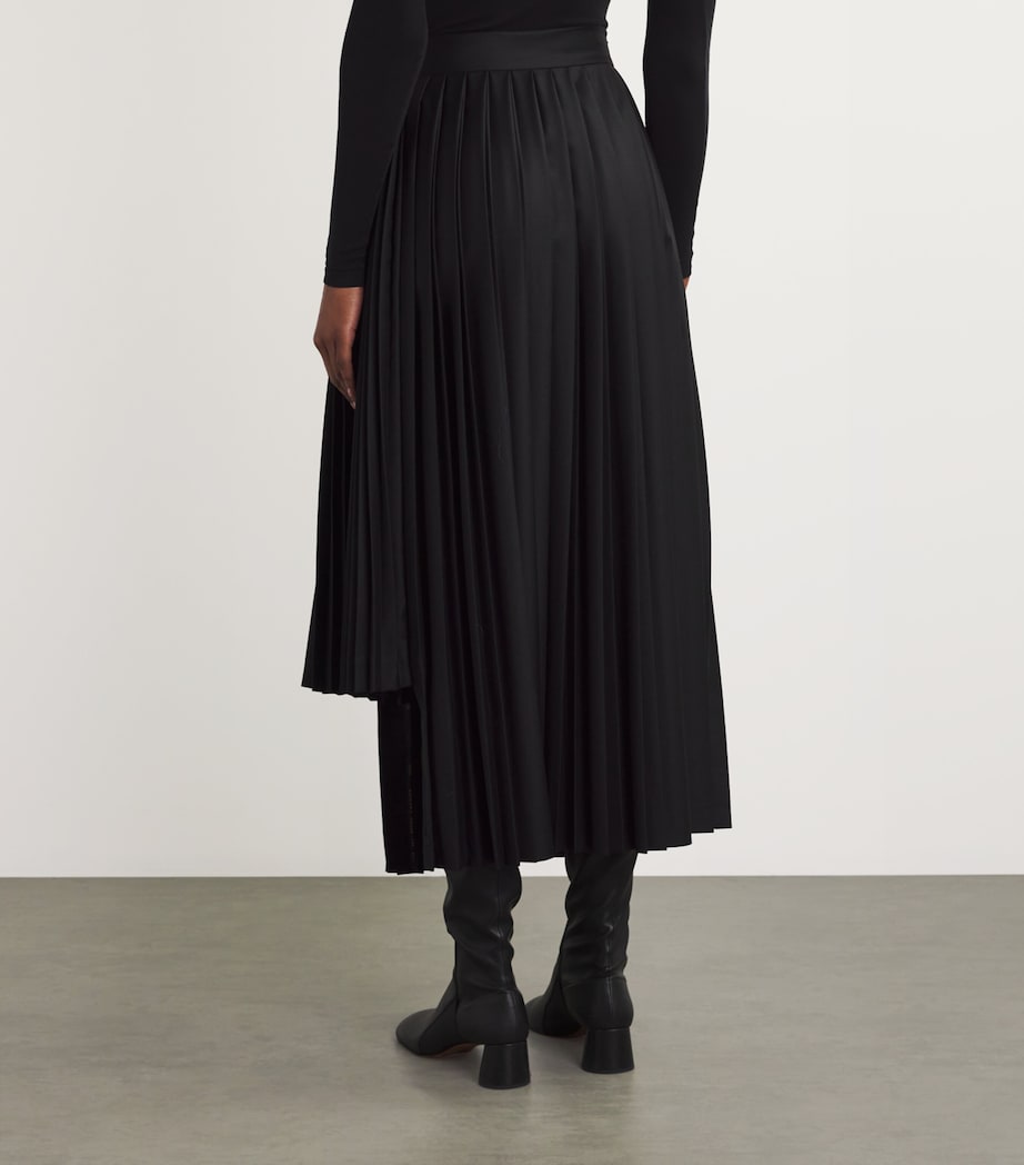 Laura Pitharas Womens Wool Contrast Pleated Skirt Solid Black Image 3