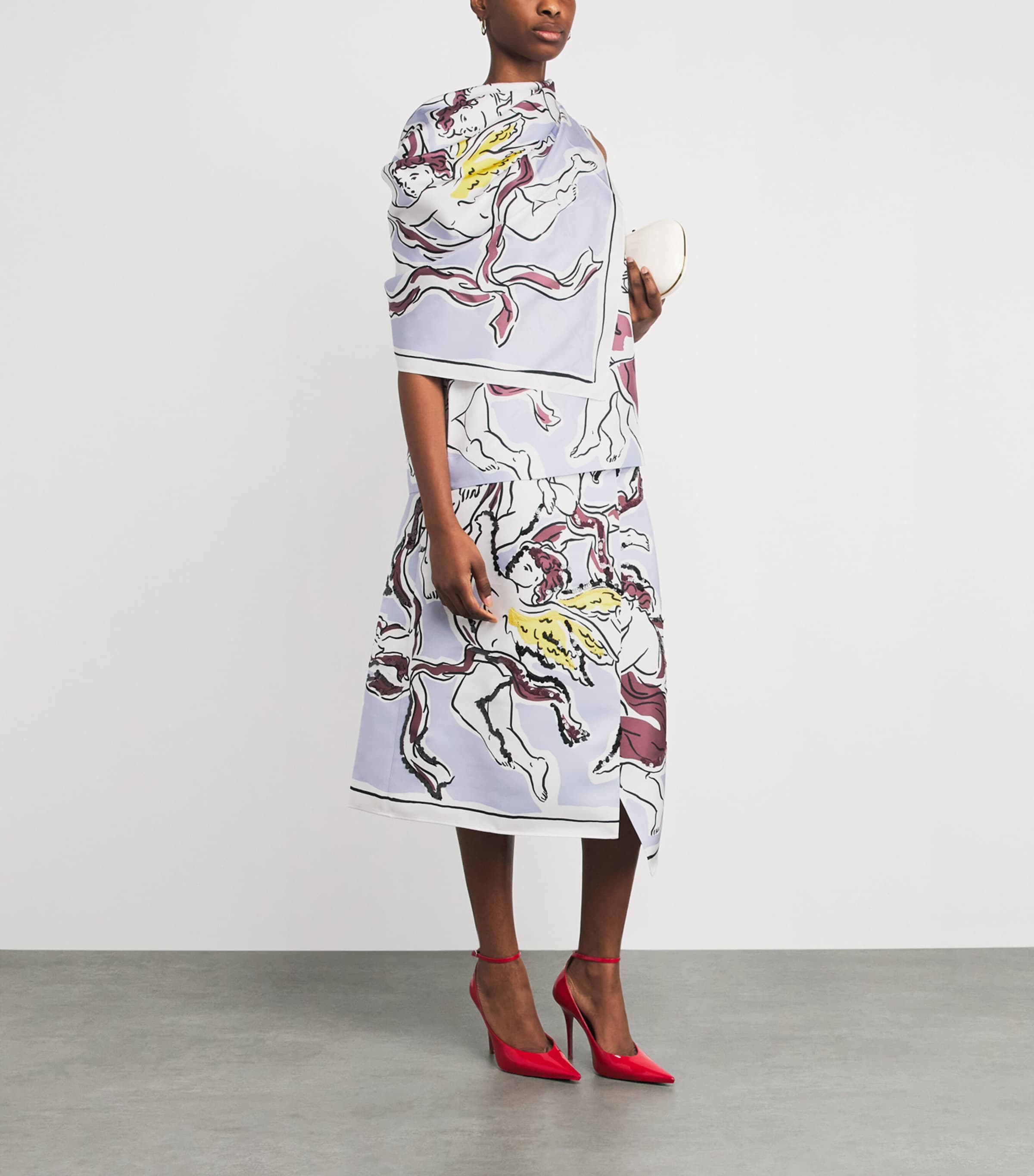 Tory Burch Womens Silk Printed Cape and Top Lilac Cherubs Image 2