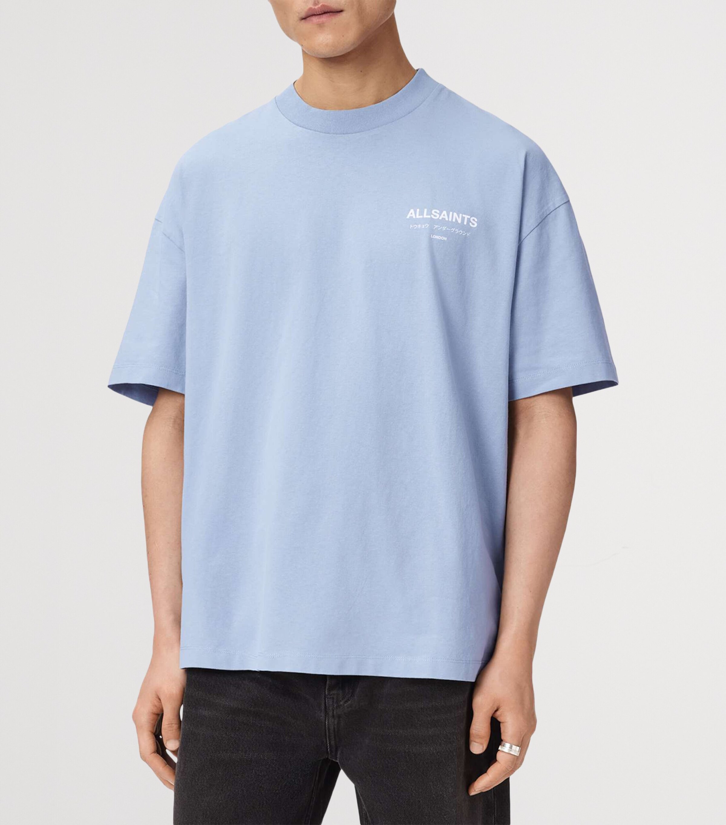 AllSaints Mens Organic Cotton Underground T-Shirt Villa Blue Image 3