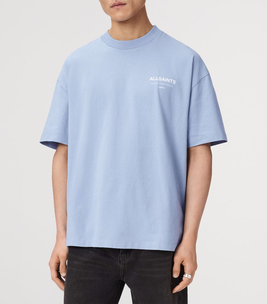 AllSaints Mens Organic Cotton Underground T-Shirt Villa Blue Image 3