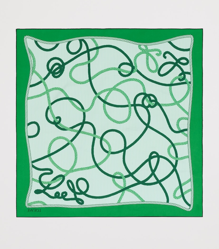 LOEWE Silk Twill Scarf Navy/green Image 2